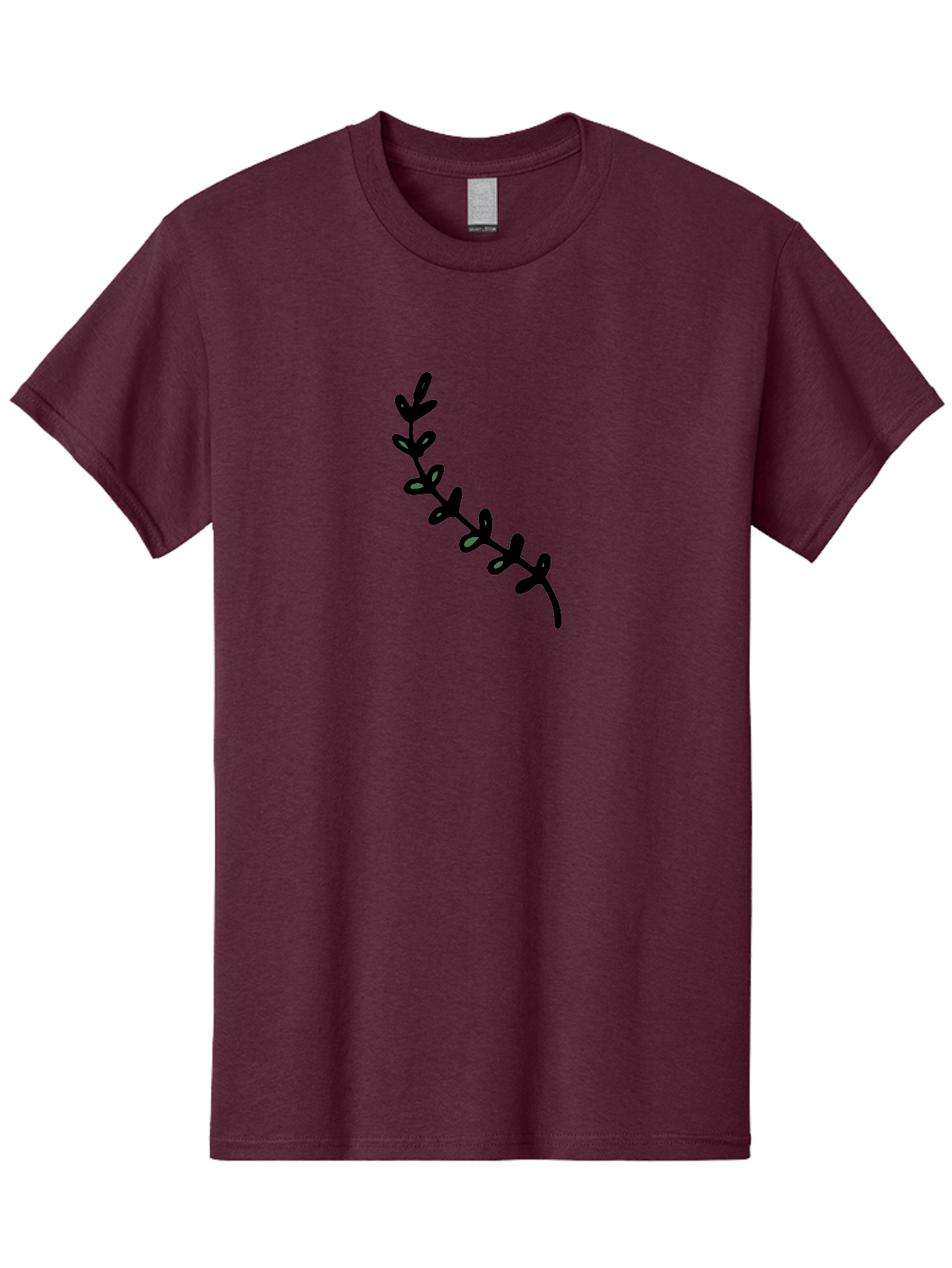 Leafy-Branch Men'S Graphic Tee, 100% Cotton, Comfortable Casual Summer Wear, Machine Washable, Simple Vine, Curved Stem, Black Leaves, Grey Highlights, Digital Art, Minimalist Design, Simple Shapes, Modern Illustration, Stylized Foliage, -  Aaa966 13