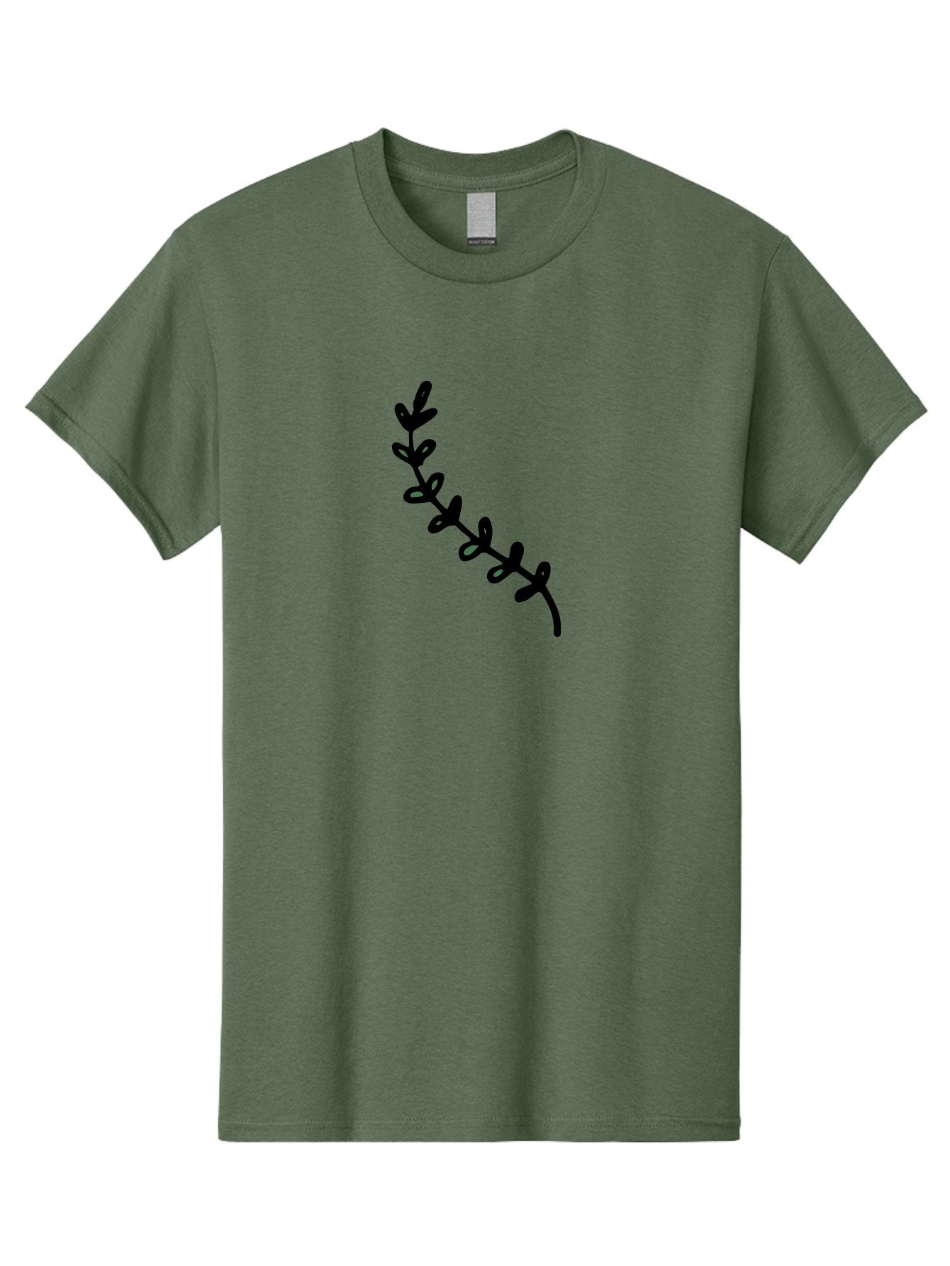 Leafy-Branch Men'S Graphic Tee, 100% Cotton, Comfortable Casual Summer Wear, Machine Washable, Simple Vine, Curved Stem, Black Leaves, Grey Highlights, Digital Art, Minimalist Design, Simple Shapes, Modern Illustration, Stylized Foliage, -  Aaa966 5