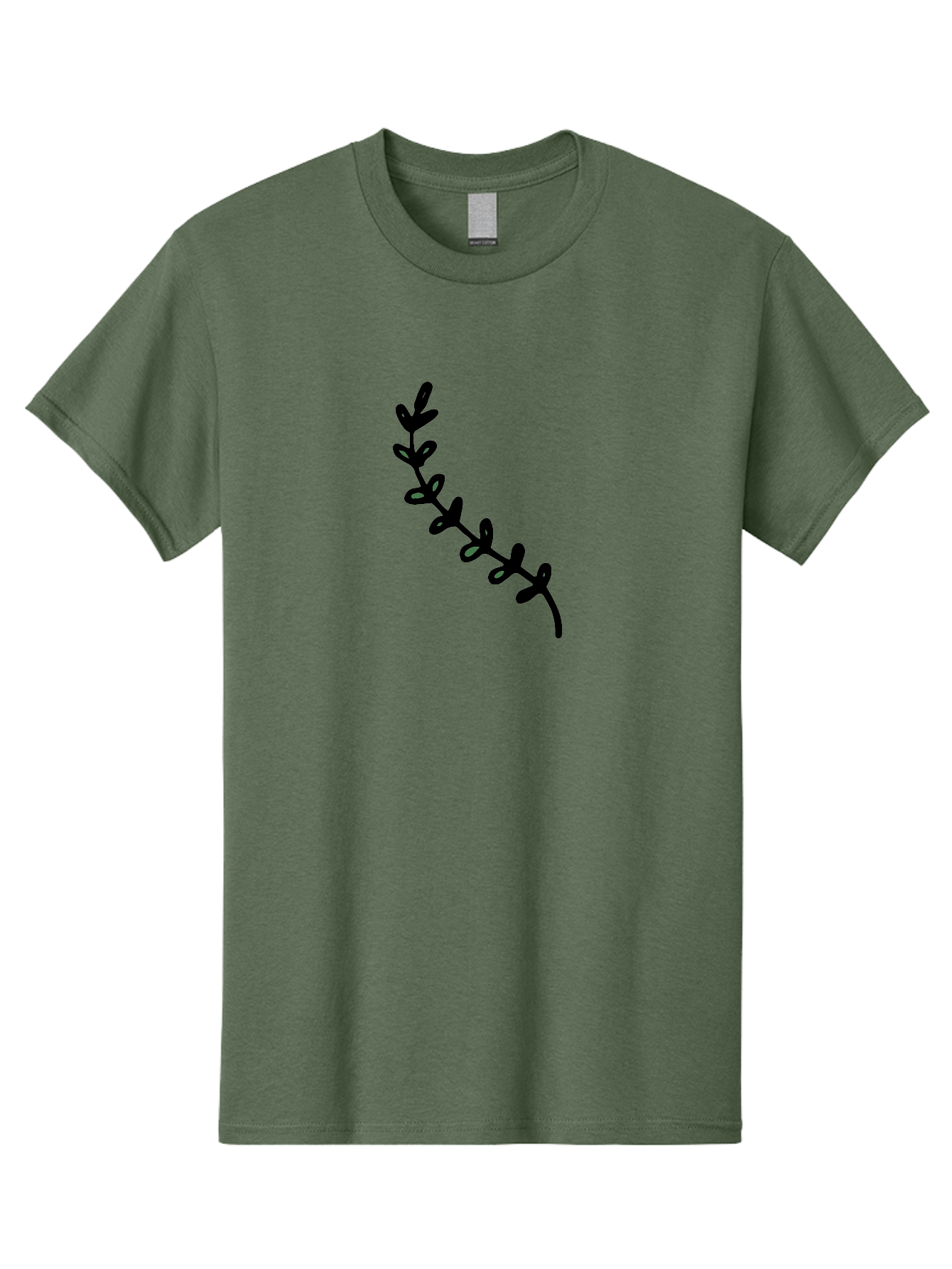 Leafy-Branch Men'S Graphic Tee, 100% Cotton, Comfortable Casual Summer Wear, Machine Washable, Simple Vine, Curved Stem, Black Leaves, Grey Highlights, Digital Art, Minimalist Design, Simple Shapes, Modern Illustration, Stylized Foliage, -  Aaa966 15