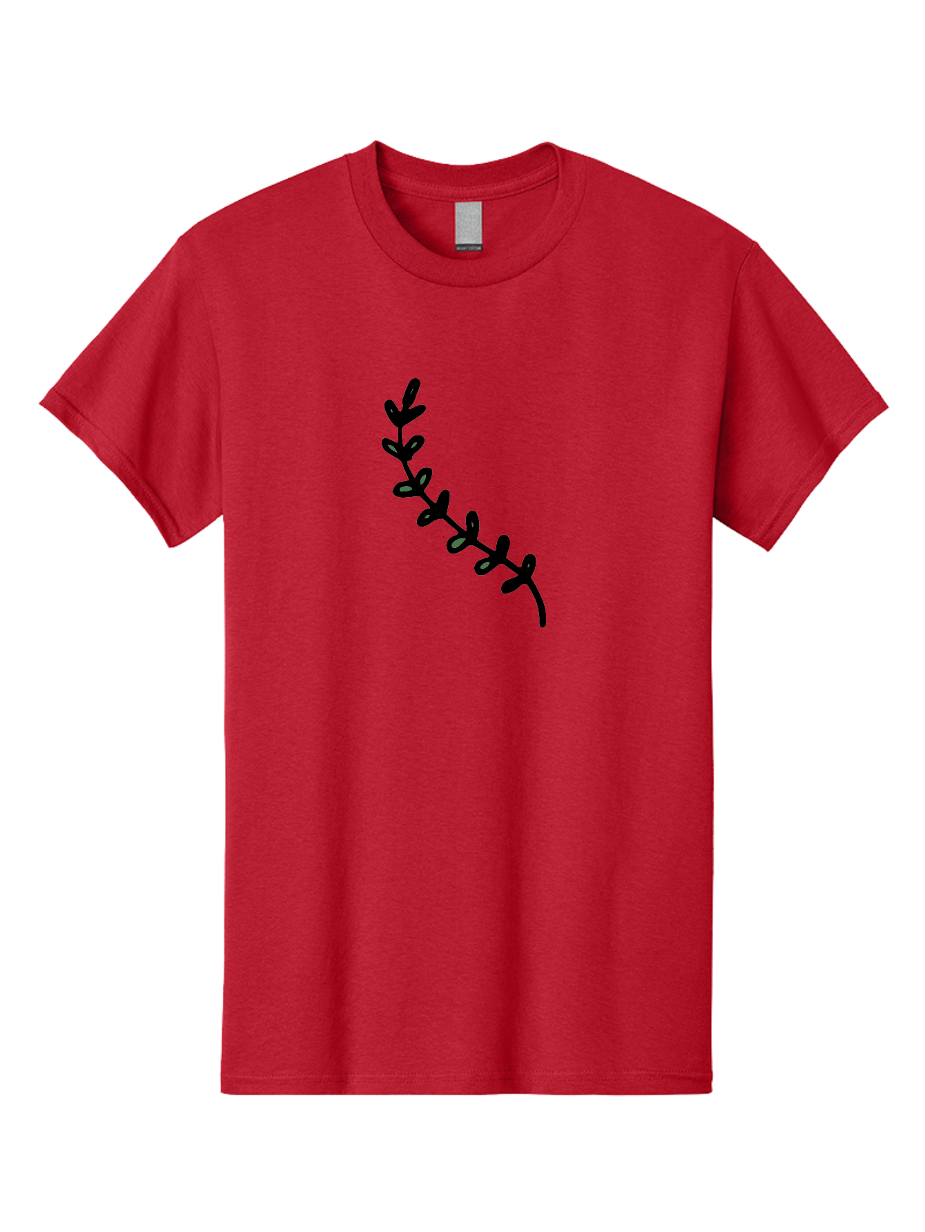 Leafy-Branch Men'S Graphic Tee, 100% Cotton, Comfortable Casual Summer Wear, Machine Washable, Simple Vine, Curved Stem, Black Leaves, Grey Highlights, Digital Art, Minimalist Design, Simple Shapes, Modern Illustration, Stylized Foliage, -  Aaa966 23