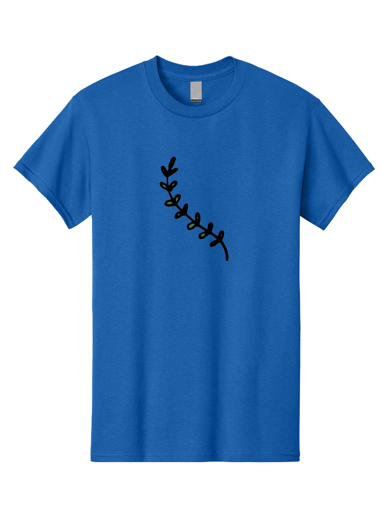 Leafy-Branch Men'S Graphic Tee, 100% Cotton, Comfortable Casual Summer Wear, Machine Washable, Simple Vine, Curved Stem, Black Leaves, Grey Highlights, Digital Art, Minimalist Design, Simple Shapes, Modern Illustration, Stylized Foliage, -  Aaa966 25