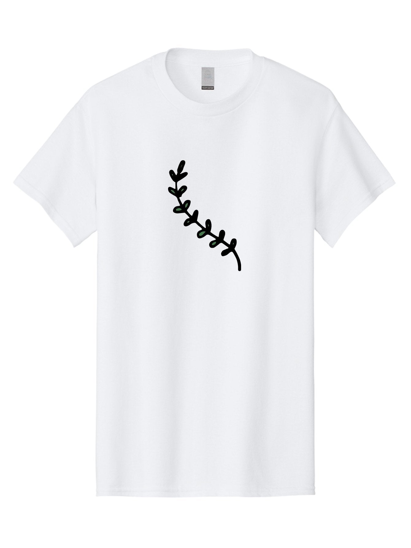 Leafy-Branch Men'S Graphic Tee, 100% Cotton, Comfortable Casual Summer Wear, Machine Washable, Simple Vine, Curved Stem, Black Leaves, Grey Highlights, Digital Art, Minimalist Design, Simple Shapes, Modern Illustration, Stylized Foliage, -  Aaa966 8