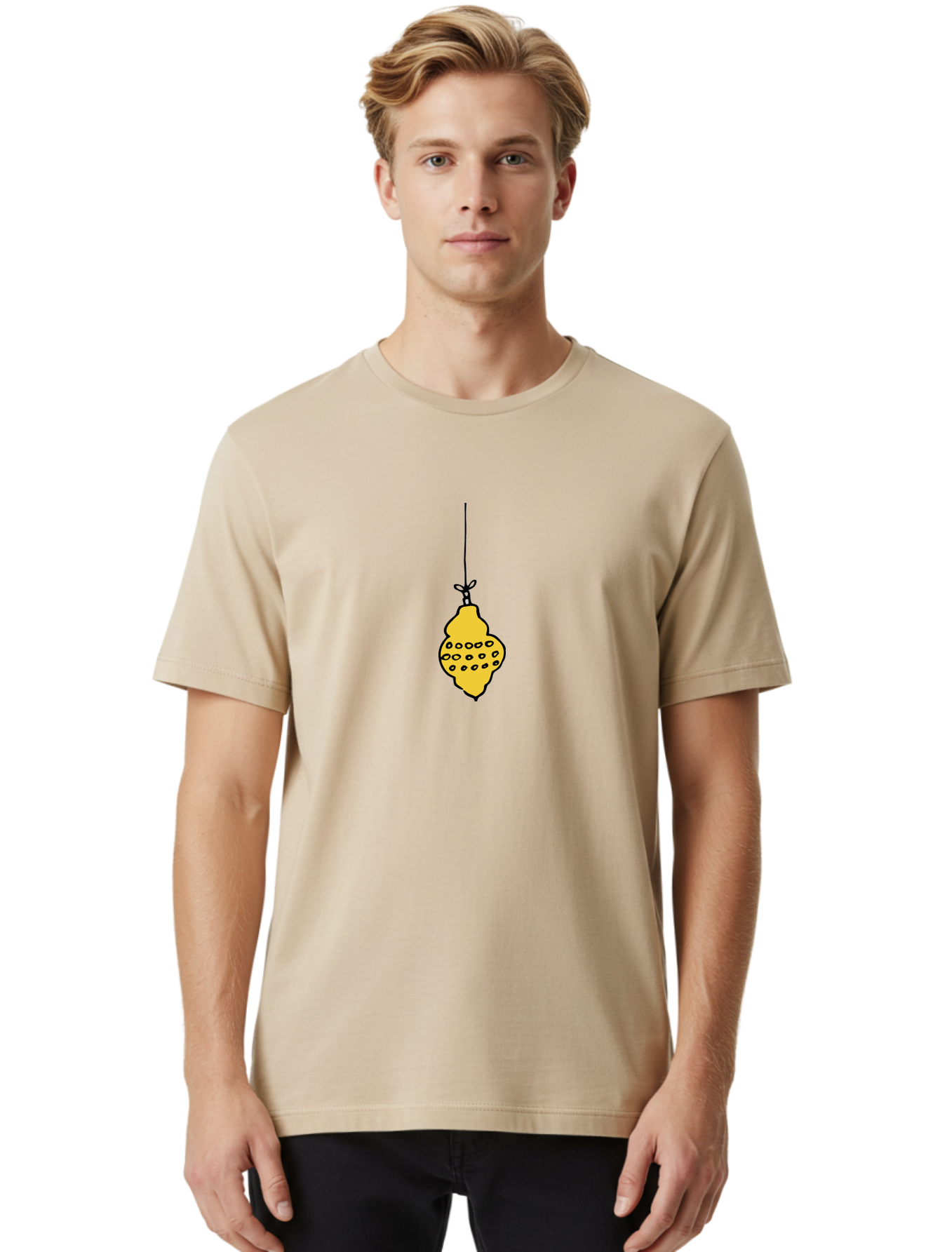 Lemon Men'S Graphic Tee, 100% Cotton, Comfortable Casual Summer Wear, Machine Washable, Lemon Hanging On String, Citrus Fruit, Yellow Lemon, Cartoon Lemon, Simple Design, Festive Decoration, Quirky Art -  Aaa967 28
