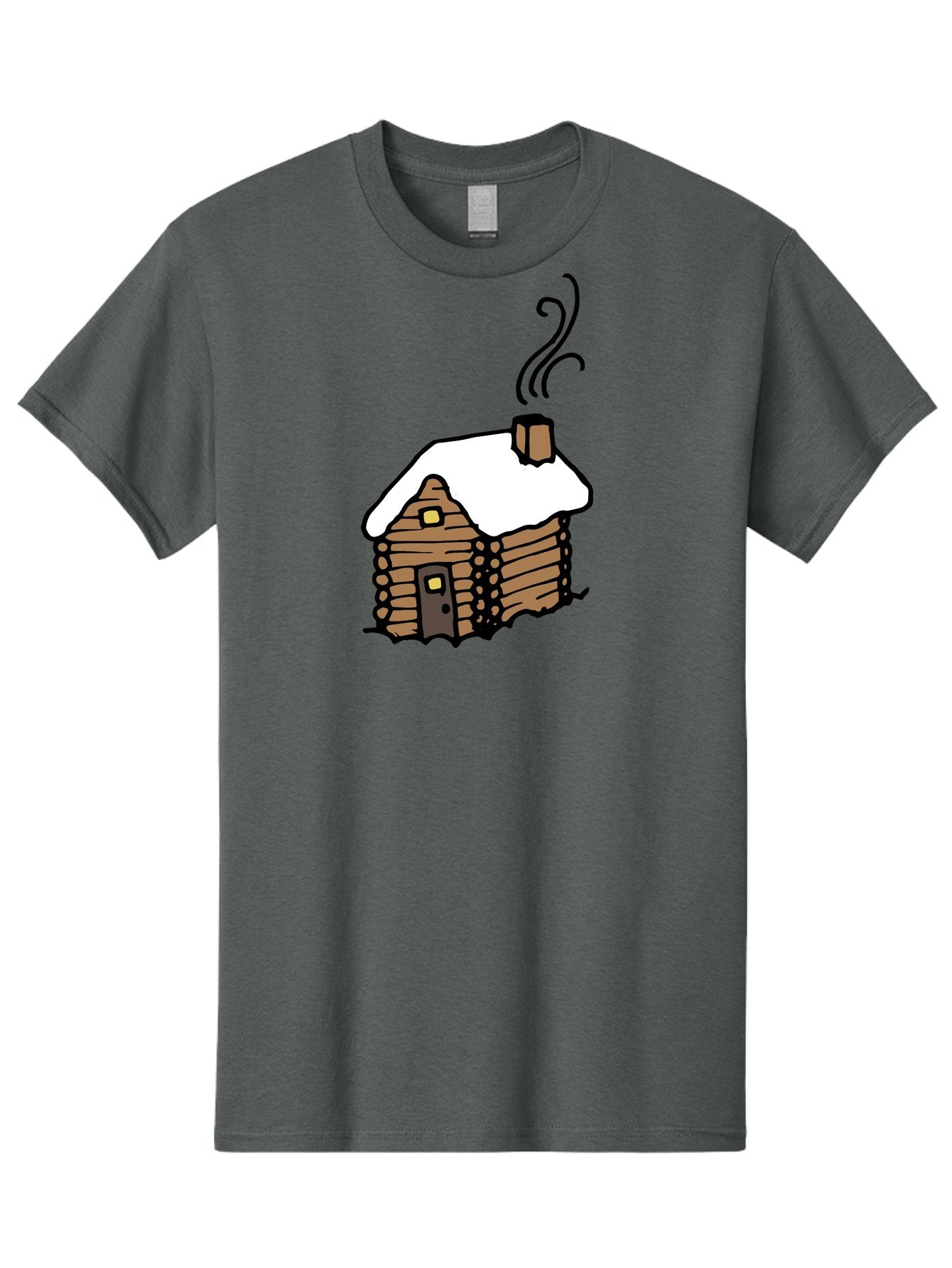 Log-Cabin Men'S Graphic Tee, 100% Cotton, Comfortable Casual Summer Wear, Machine Washable, Cozy Log Cabin, Snow-Covered Roof, Warm Fireplace, Snowy Landscape, Winter Wonderland, Rustic Charm, Cabin In The Woods -  Aaa972 5