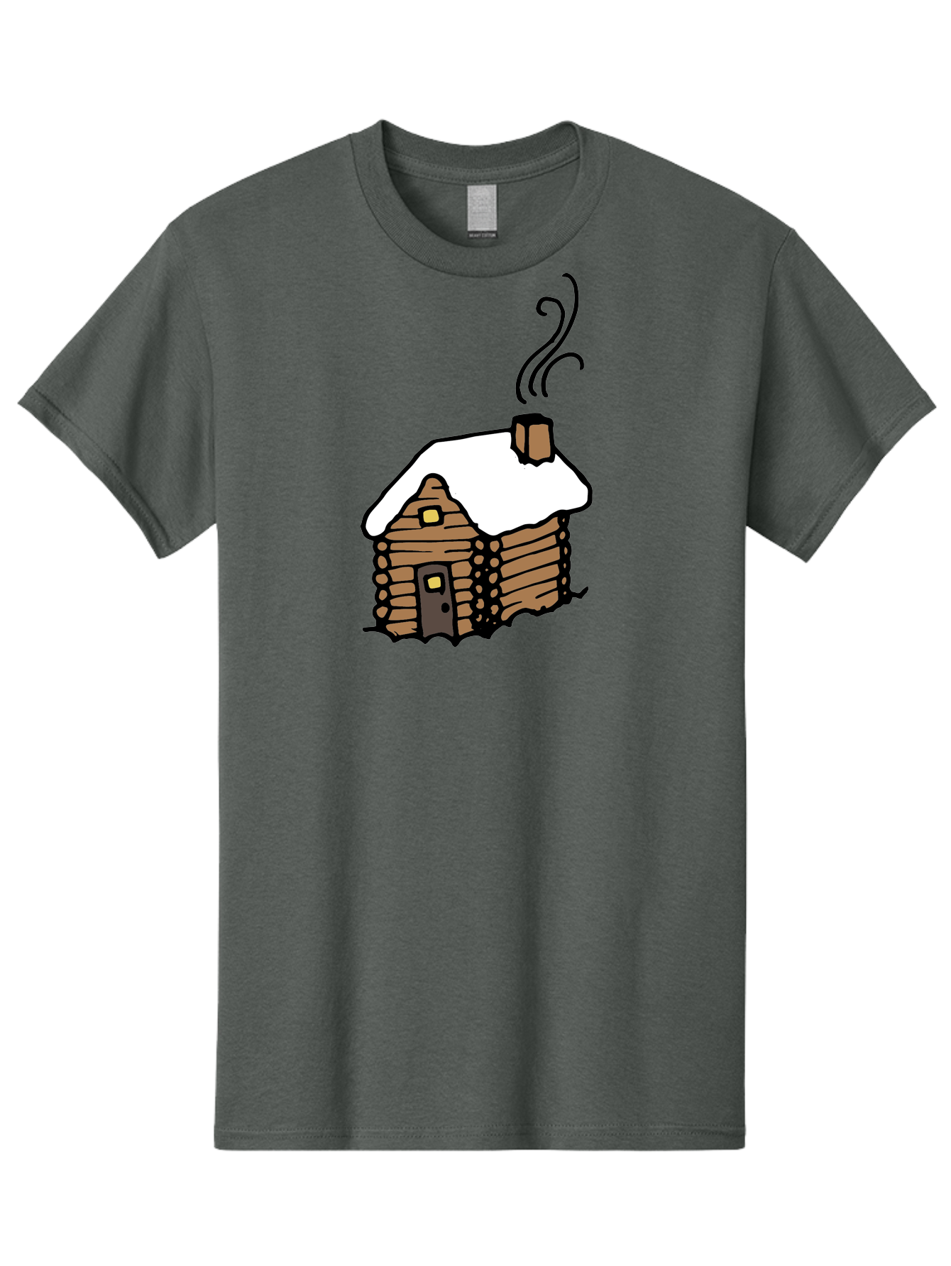 Log-Cabin Men'S Graphic Tee, 100% Cotton, Comfortable Casual Summer Wear, Machine Washable, Cozy Log Cabin, Snow-Covered Roof, Warm Fireplace, Snowy Landscape, Winter Wonderland, Rustic Charm, Cabin In The Woods -  Aaa972 3