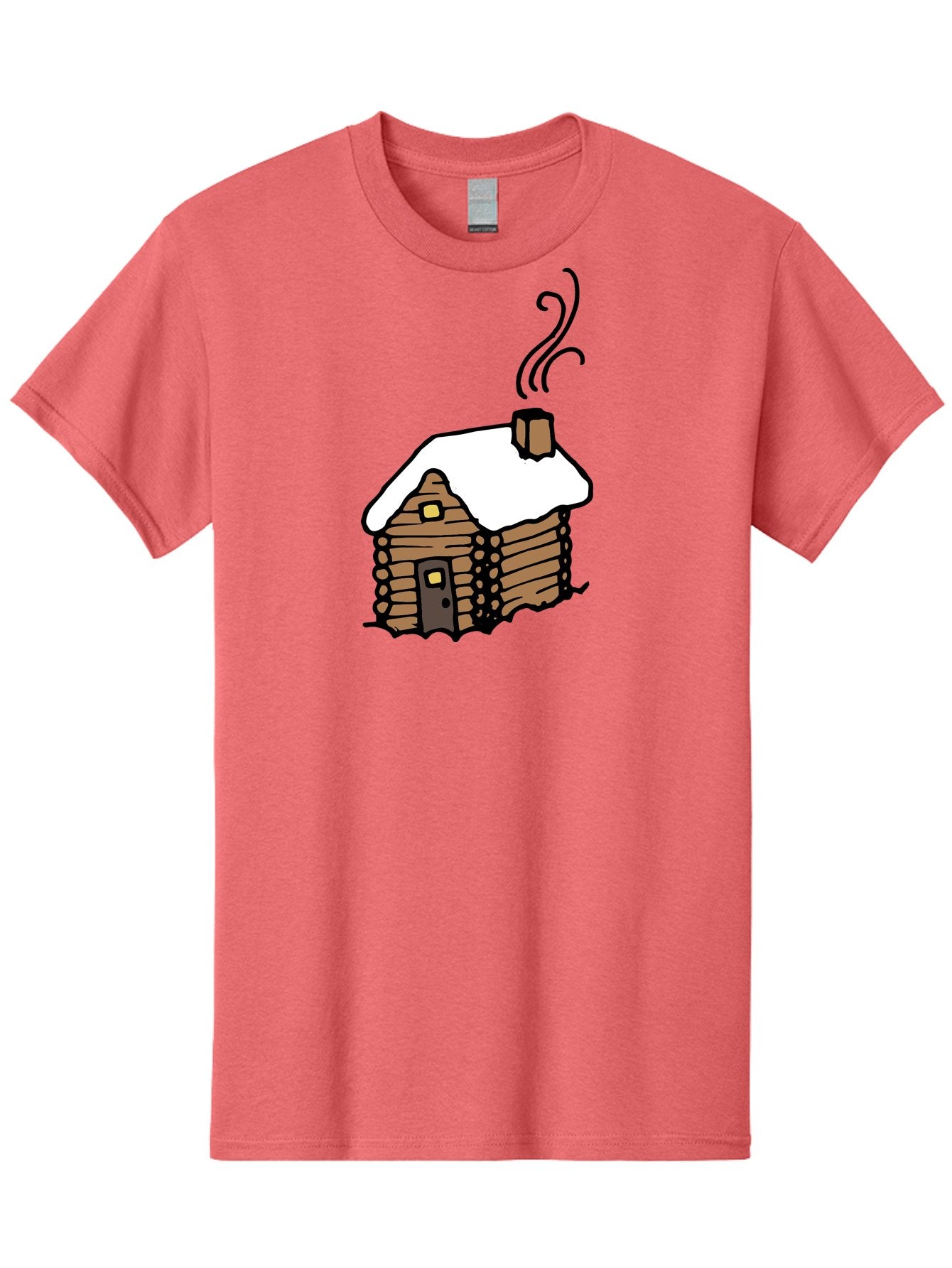 Log-Cabin Men'S Graphic Tee, 100% Cotton, Comfortable Casual Summer Wear, Machine Washable, Cozy Log Cabin, Snow-Covered Roof, Warm Fireplace, Snowy Landscape, Winter Wonderland, Rustic Charm, Cabin In The Woods -  Aaa972 12