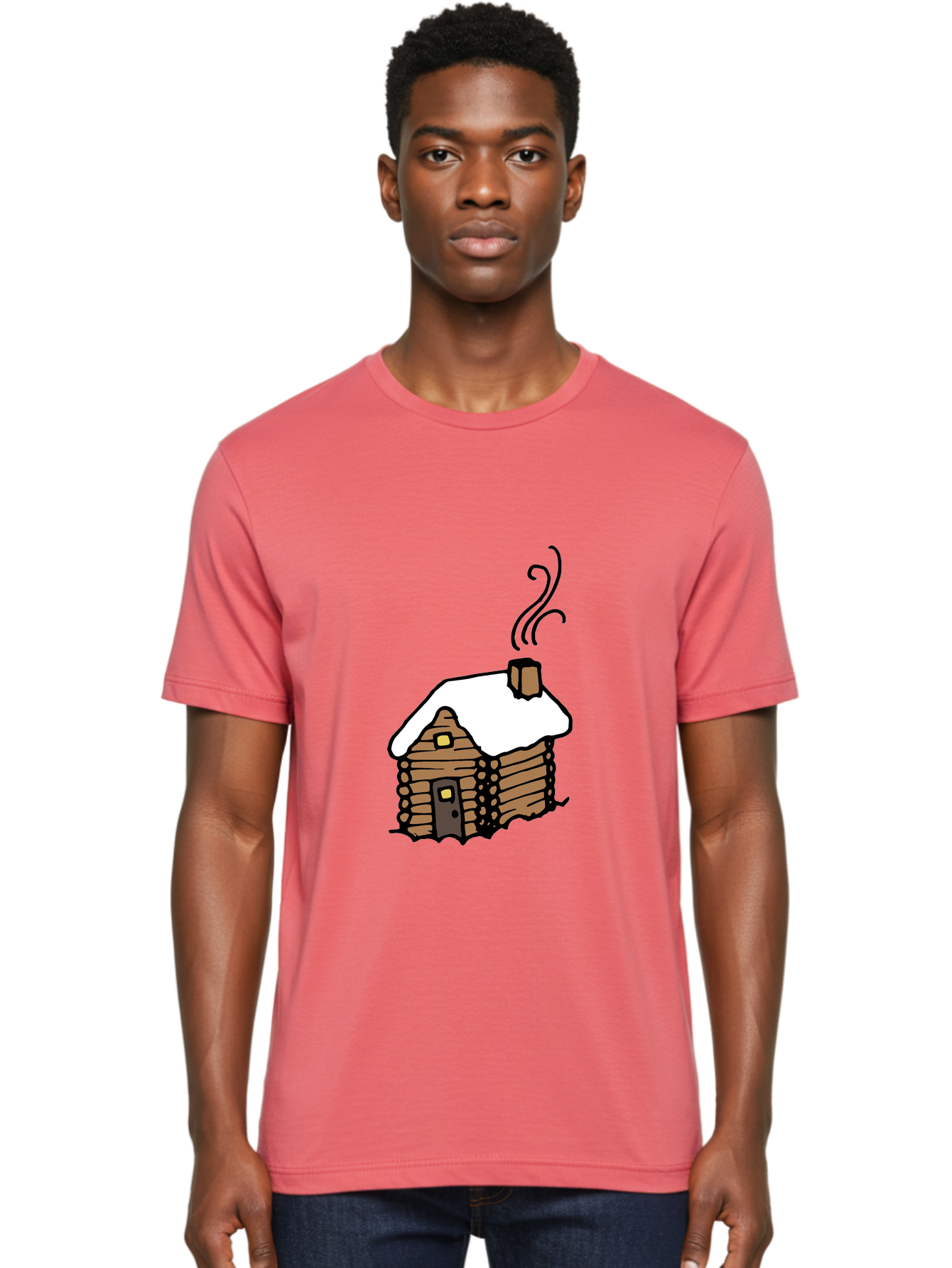 Log-Cabin Men'S Graphic Tee, 100% Cotton, Comfortable Casual Summer Wear, Machine Washable, Cozy Log Cabin, Snow-Covered Roof, Warm Fireplace, Snowy Landscape, Winter Wonderland, Rustic Charm, Cabin In The Woods -  Aaa972 6