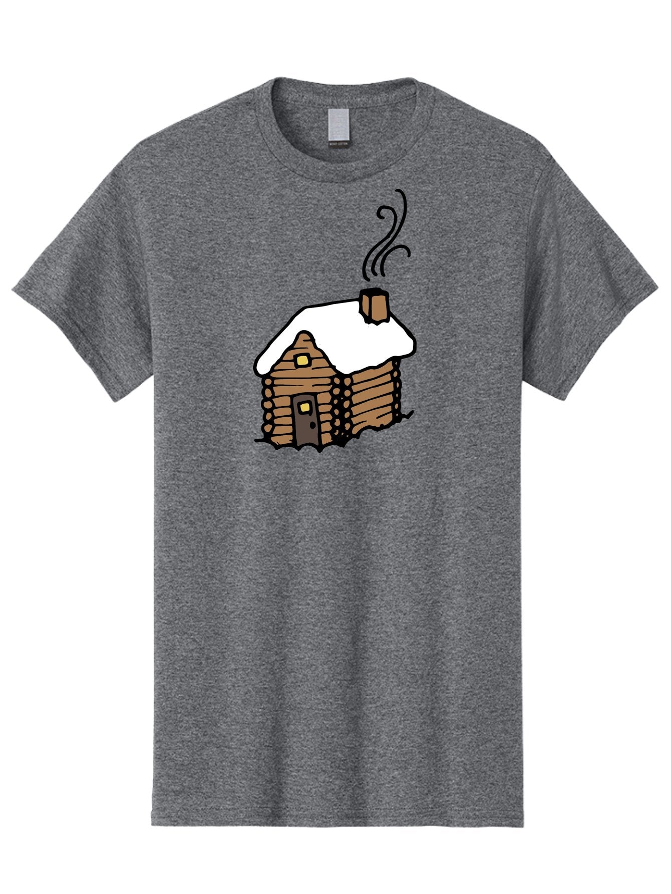 Log-Cabin Men'S Graphic Tee, 100% Cotton, Comfortable Casual Summer Wear, Machine Washable, Cozy Log Cabin, Snow-Covered Roof, Warm Fireplace, Snowy Landscape, Winter Wonderland, Rustic Charm, Cabin In The Woods -  Aaa972 3