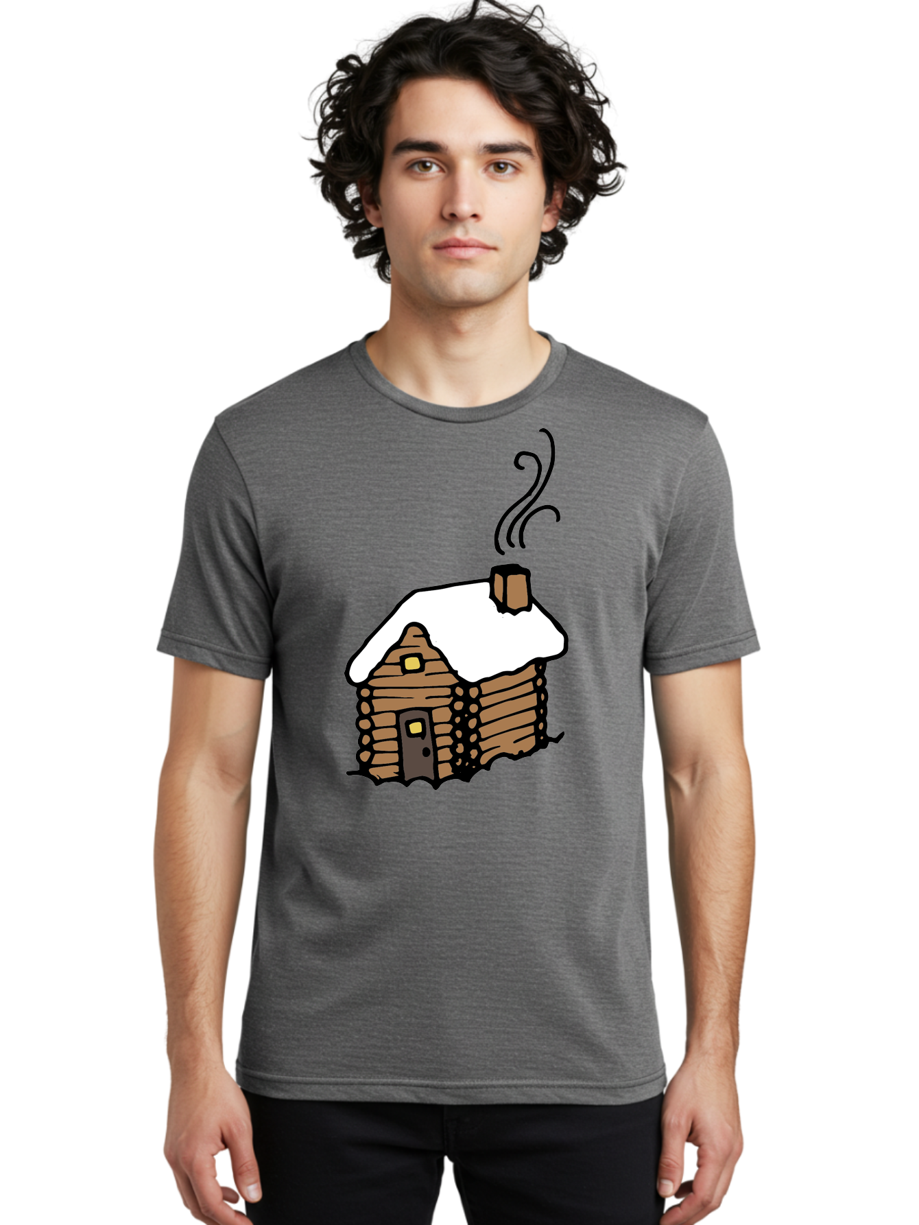 Log-Cabin Men'S Graphic Tee, 100% Cotton, Comfortable Casual Summer Wear, Machine Washable, Cozy Log Cabin, Snow-Covered Roof, Warm Fireplace, Snowy Landscape, Winter Wonderland, Rustic Charm, Cabin In The Woods -  Aaa972 10