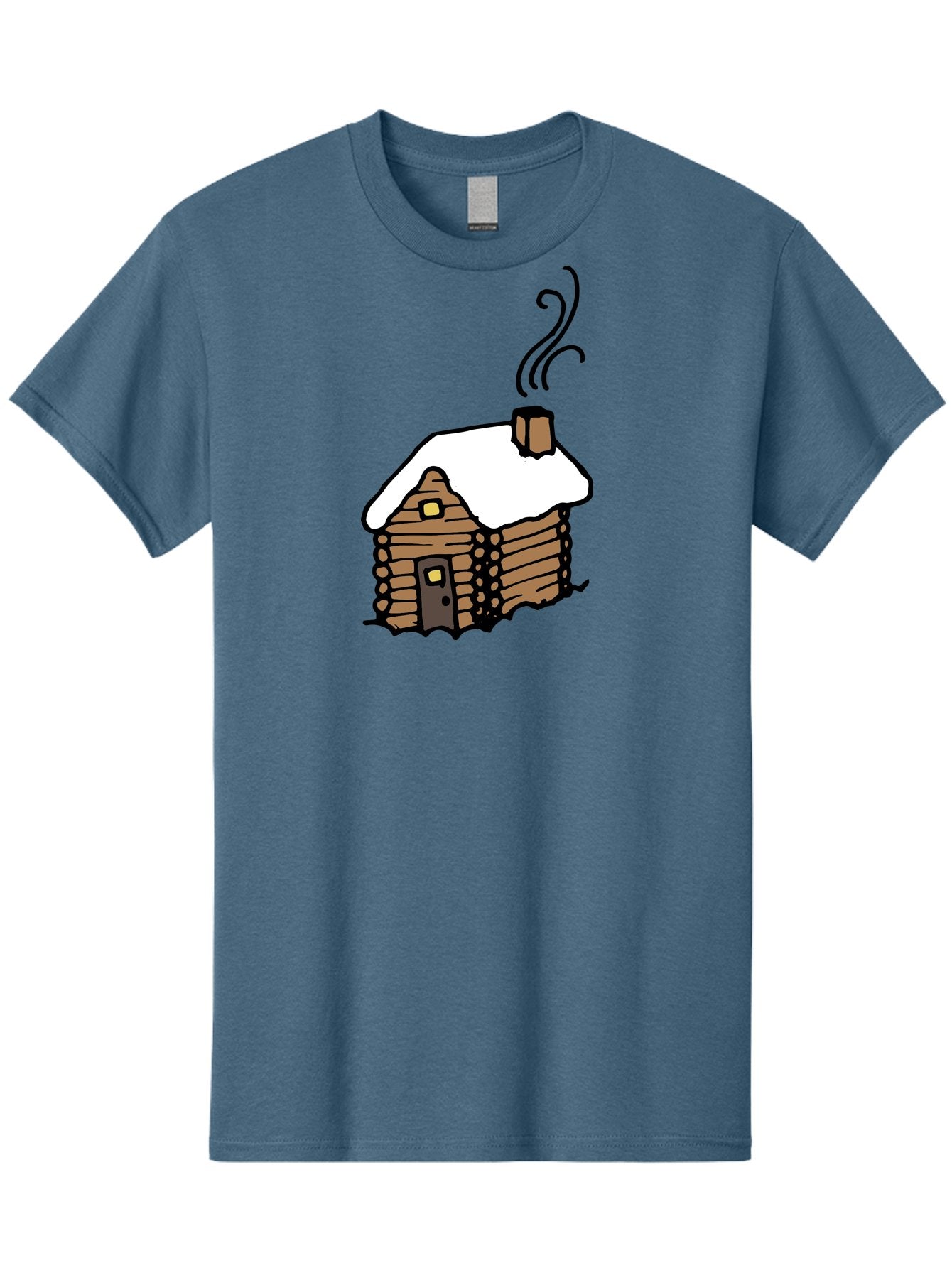 Log-Cabin Men'S Graphic Tee, 100% Cotton, Comfortable Casual Summer Wear, Machine Washable, Cozy Log Cabin, Snow-Covered Roof, Warm Fireplace, Snowy Landscape, Winter Wonderland, Rustic Charm, Cabin In The Woods -  Aaa972 15