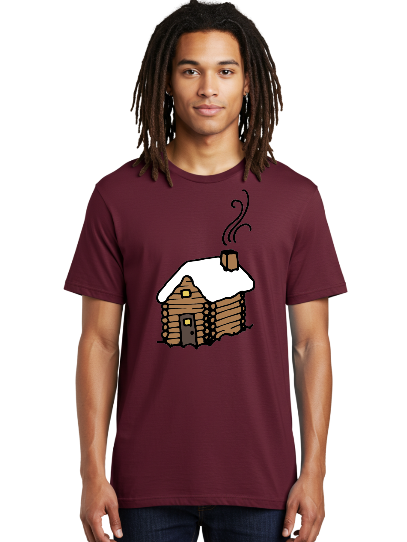 Log-Cabin Men'S Graphic Tee, 100% Cotton, Comfortable Casual Summer Wear, Machine Washable, Cozy Log Cabin, Snow-Covered Roof, Warm Fireplace, Snowy Landscape, Winter Wonderland, Rustic Charm, Cabin In The Woods -  Aaa972 14