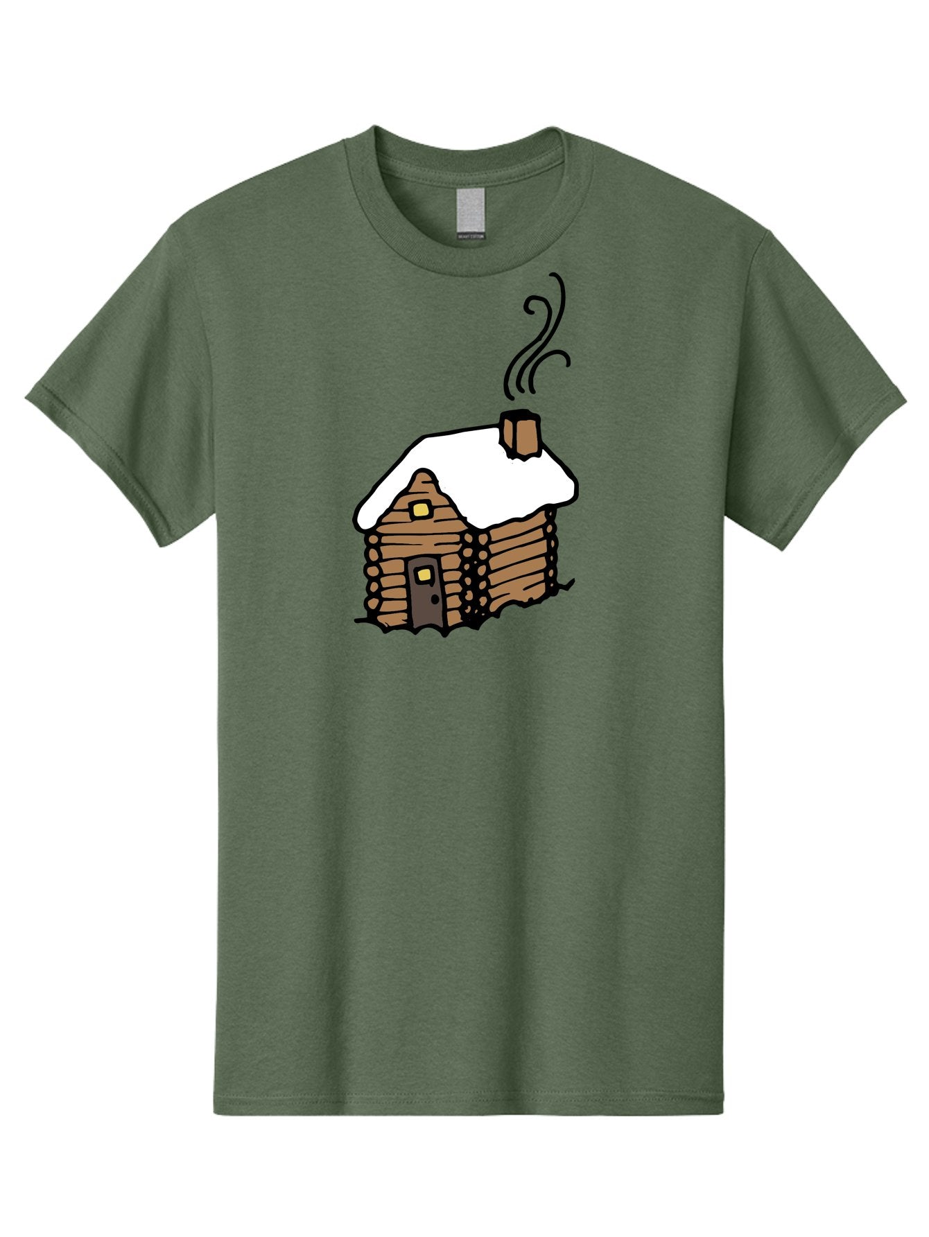 Log-Cabin Men'S Graphic Tee, 100% Cotton, Comfortable Casual Summer Wear, Machine Washable, Cozy Log Cabin, Snow-Covered Roof, Warm Fireplace, Snowy Landscape, Winter Wonderland, Rustic Charm, Cabin In The Woods -  Aaa972 11