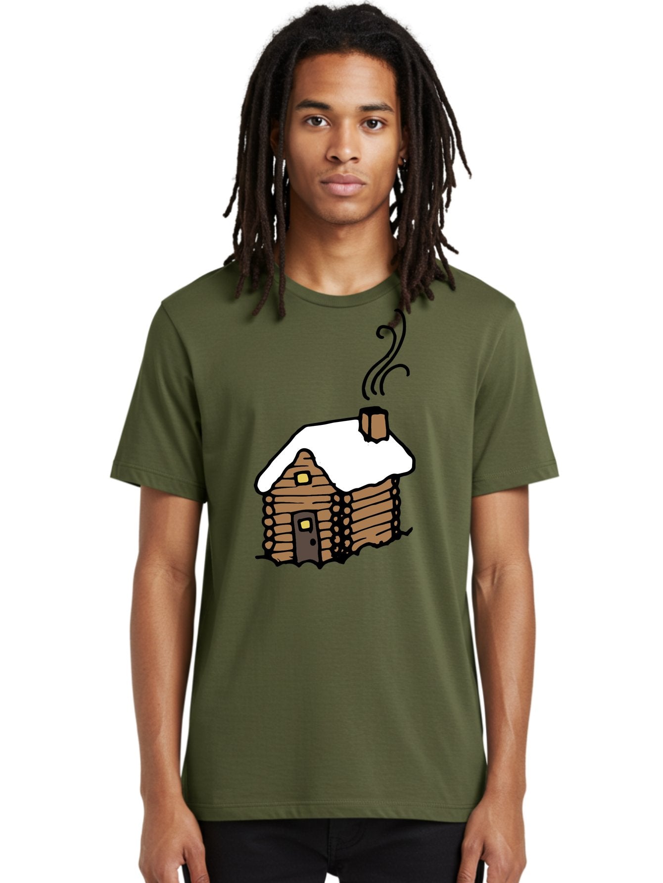 Log-Cabin Men'S Graphic Tee, 100% Cotton, Comfortable Casual Summer Wear, Machine Washable, Cozy Log Cabin, Snow-Covered Roof, Warm Fireplace, Snowy Landscape, Winter Wonderland, Rustic Charm, Cabin In The Woods -  Aaa972 27