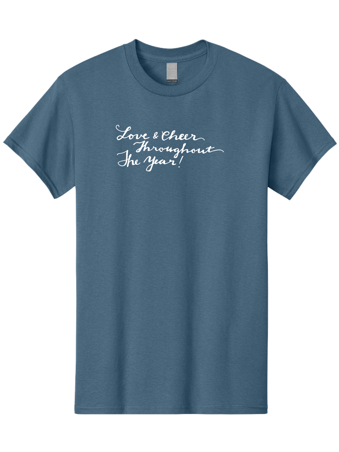 Love-Cheer-Throughout-The-Year Men'S Graphic Tee, 100% Cotton, Comfortable Casual Summer Wear, Machine Washable, Love & Cheer, Inspirational Quote, Motivational Message, Festive Greeting, Joyful Sentiment, Cursive Script, Positive Vibes, -  Aaa974 5