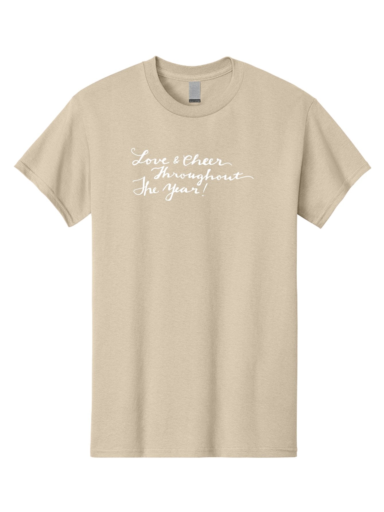 Love-Cheer-Throughout-The-Year Men'S Graphic Tee, 100% Cotton, Comfortable Casual Summer Wear, Machine Washable, Love & Cheer, Inspirational Quote, Motivational Message, Festive Greeting, Joyful Sentiment, Cursive Script, Positive Vibes, -  Aaa974 5