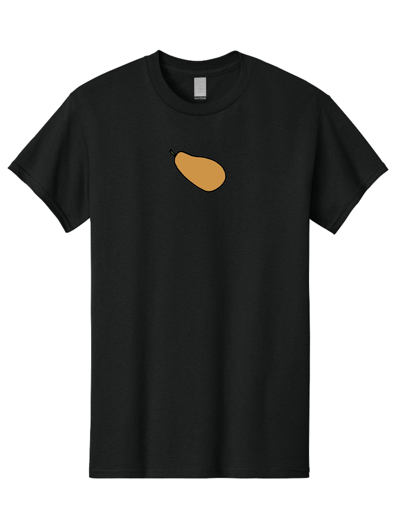 Mango Men'S Graphic Tee, 100% Cotton, Comfortable Casual Summer Wear, Machine Washable, Mango Fruit, Ripe Mango, Sweet Fruit, Tropical Fruit, Cartoon Style, Simple Design, Black Outline -  Aaa975