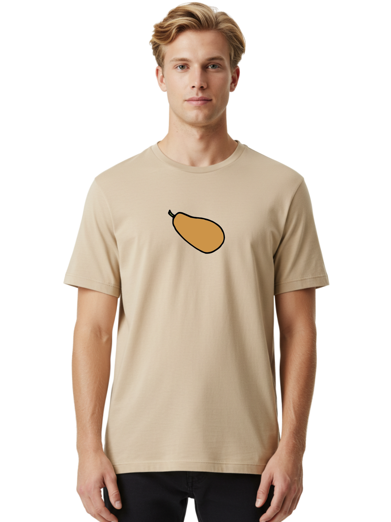 Mango Men'S Graphic Tee, 100% Cotton, Comfortable Casual Summer Wear, Machine Washable, Mango Fruit, Ripe Mango, Sweet Fruit, Tropical Fruit, Cartoon Style, Simple Design, Black Outline -  Aaa975 28