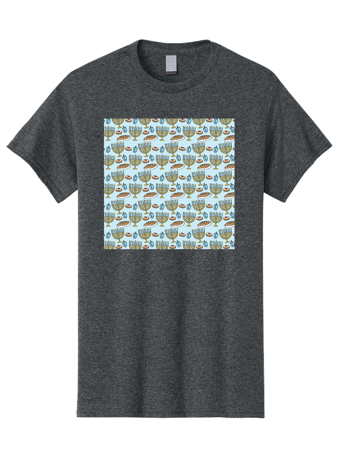 Menorah-Pattern Men'S Graphic Tee, 100% Cotton, Comfortable Casual Summer Wear, Machine Washable, Menorah, Hanukkah Symbols, Jewish Traditions, Festive Decorations, Traditional Jewish Symbols, Menorah Pattern, Hanukkah Decorations -  Aaa976 7