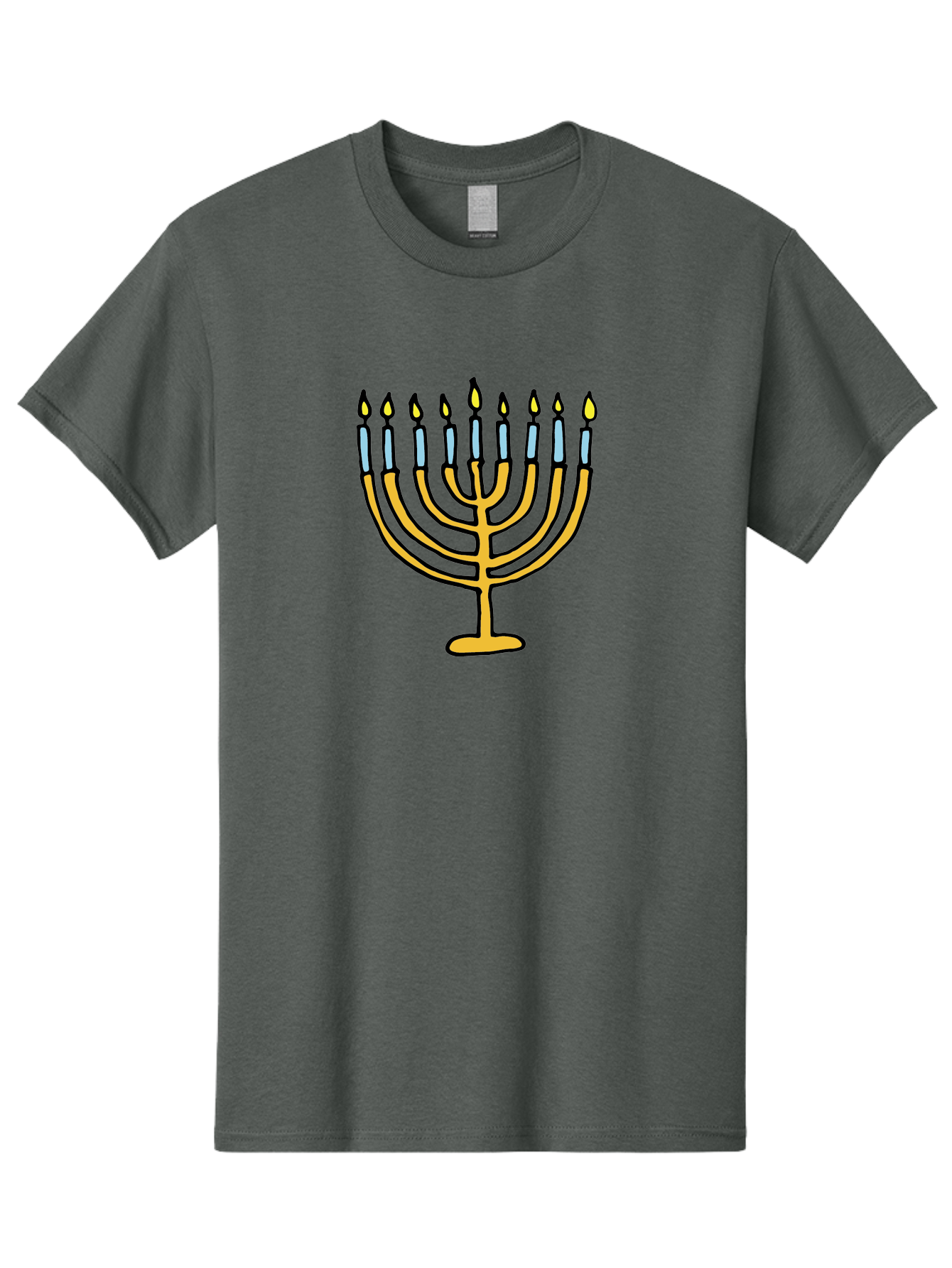 Menorah Men'S Graphic Tee, 100% Cotton, Comfortable Casual Summer Wear, Machine Washable, Menorah Candles, Hanukkah Celebration, Jewish Tradition, Festival Of Lights, Eight Days Of Light, Chanukah, Menorah Illustration, Hanukkah Menorah -  Aaa977 3