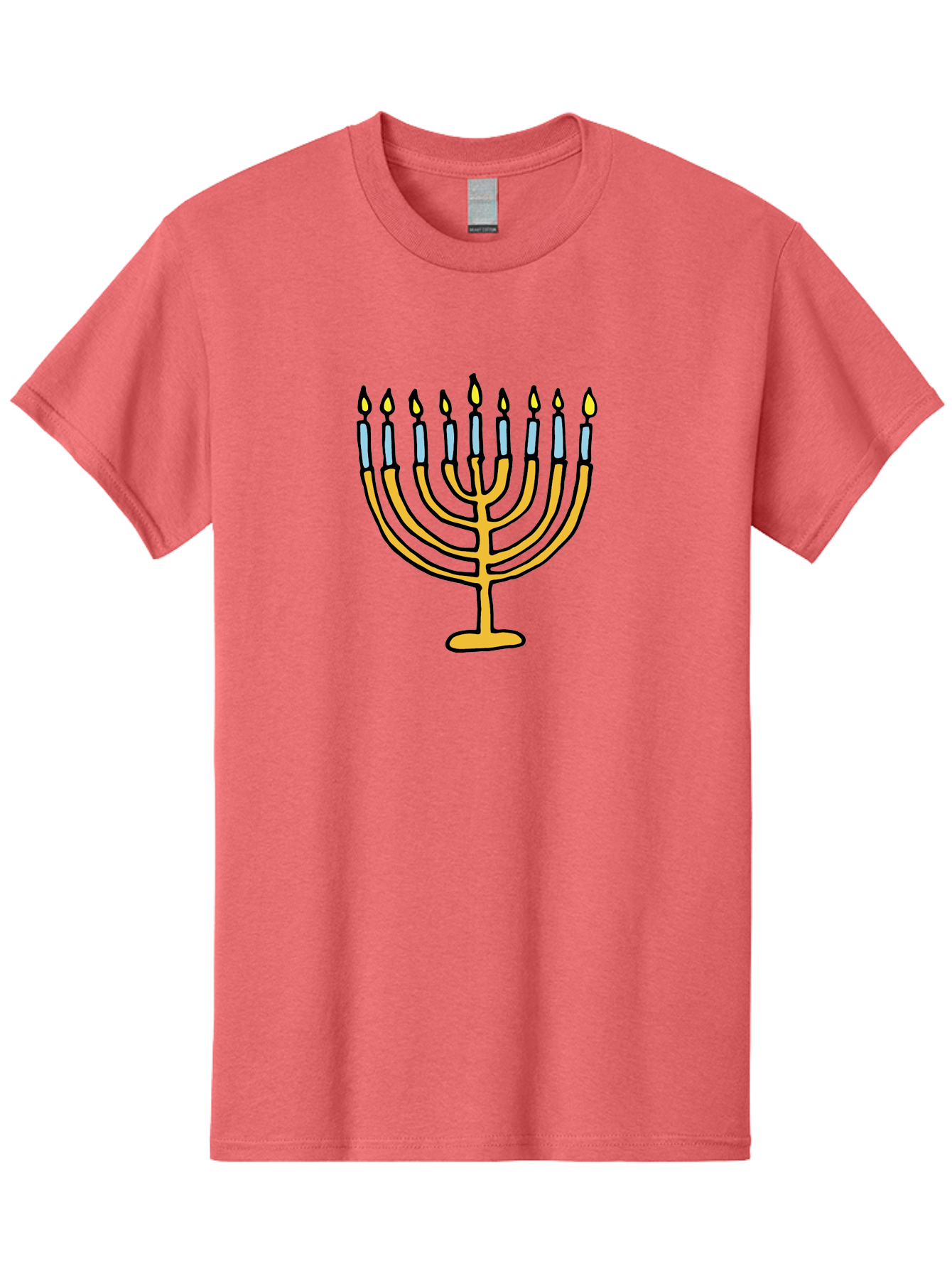Menorah Men'S Graphic Tee, 100% Cotton, Comfortable Casual Summer Wear, Machine Washable, Menorah Candles, Hanukkah Celebration, Jewish Tradition, Festival Of Lights, Eight Days Of Light, Chanukah, Menorah Illustration, Hanukkah Menorah -  Aaa977 5