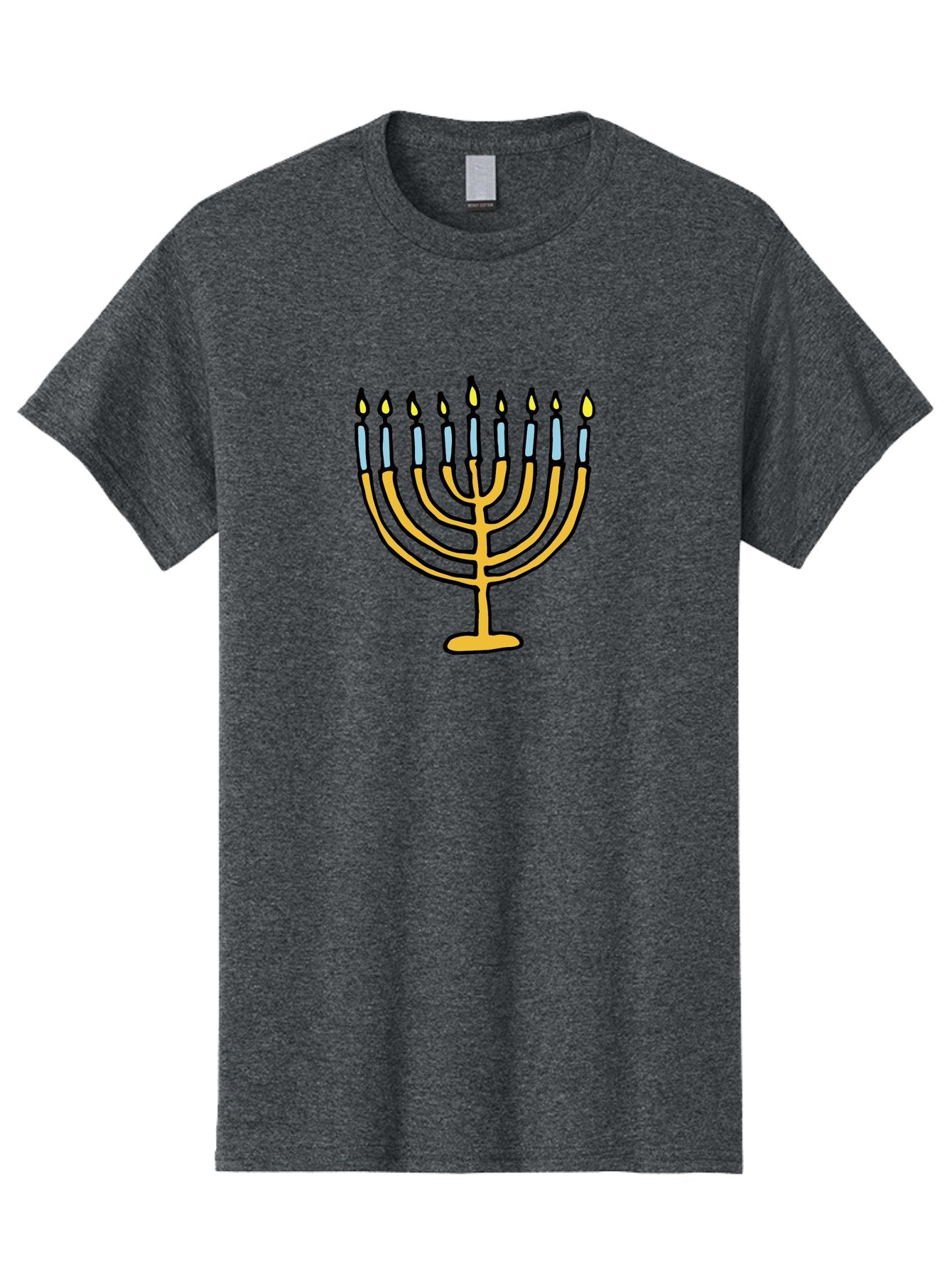 Menorah Men'S Graphic Tee, 100% Cotton, Comfortable Casual Summer Wear, Machine Washable, Menorah Candles, Hanukkah Celebration, Jewish Tradition, Festival Of Lights, Eight Days Of Light, Chanukah, Menorah Illustration, Hanukkah Menorah -  Aaa977 3