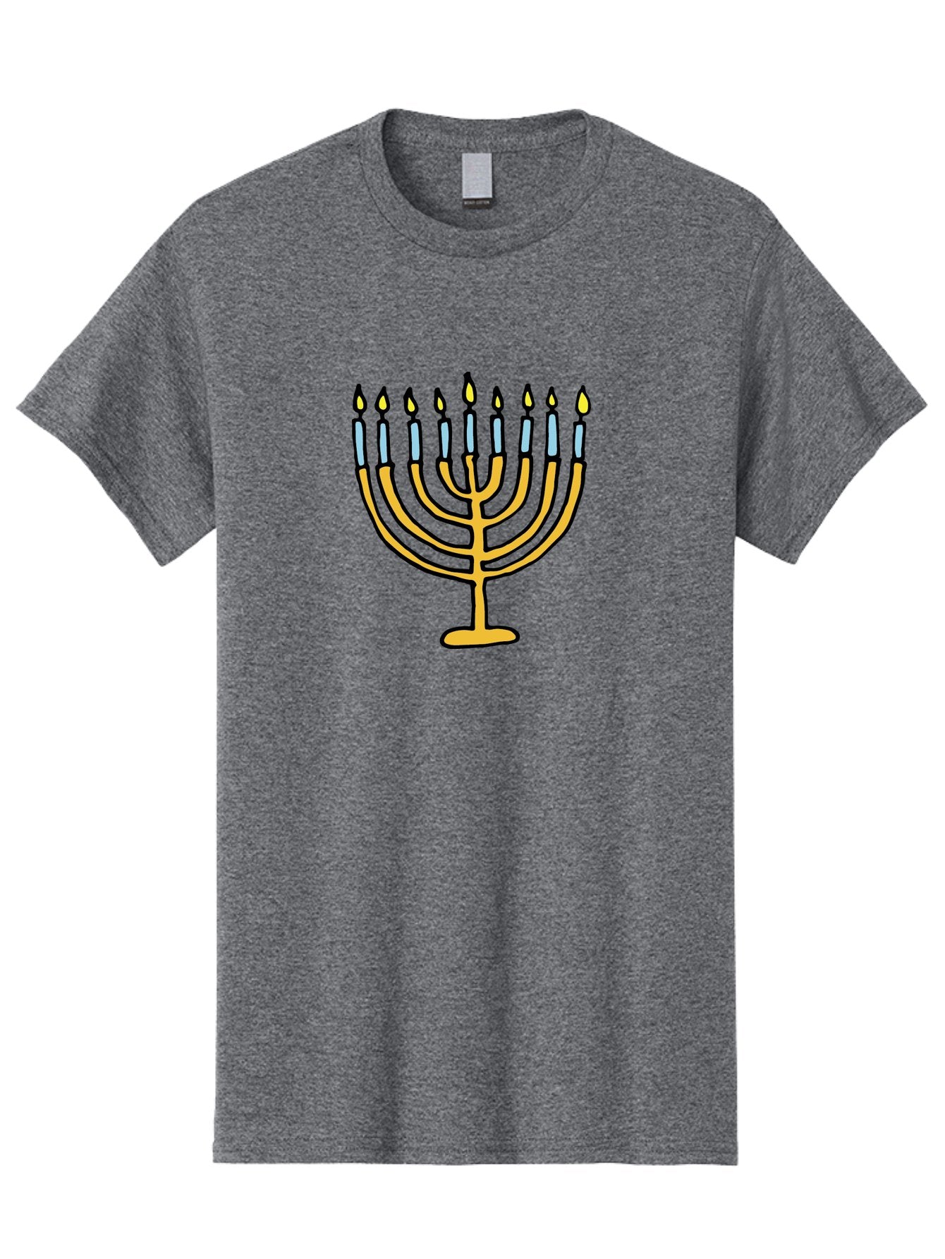 Menorah Men'S Graphic Tee, 100% Cotton, Comfortable Casual Summer Wear, Machine Washable, Menorah Candles, Hanukkah Celebration, Jewish Tradition, Festival Of Lights, Eight Days Of Light, Chanukah, Menorah Illustration, Hanukkah Menorah -  Aaa977 12