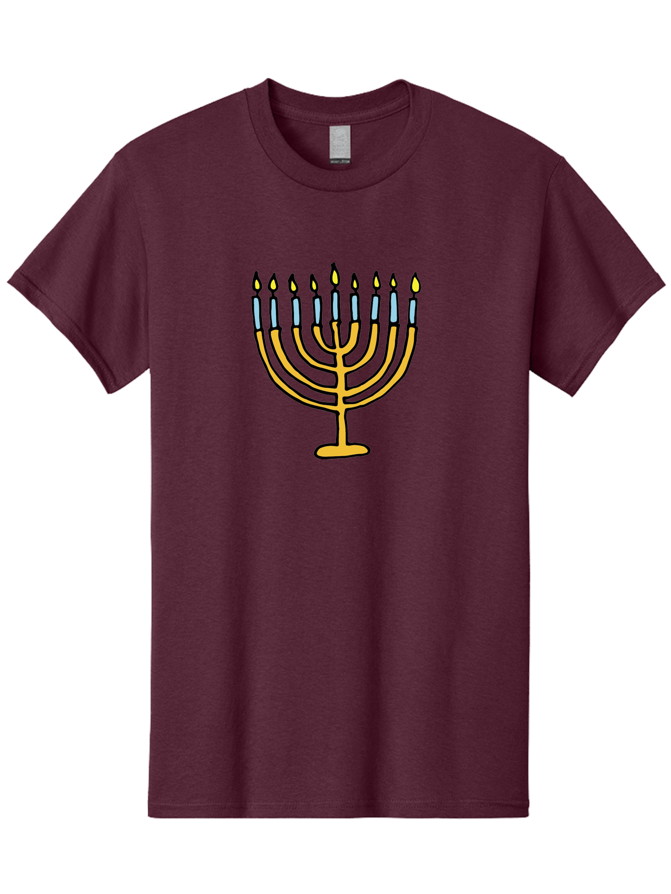 Menorah Men'S Graphic Tee, 100% Cotton, Comfortable Casual Summer Wear, Machine Washable, Menorah Candles, Hanukkah Celebration, Jewish Tradition, Festival Of Lights, Eight Days Of Light, Chanukah, Menorah Illustration, Hanukkah Menorah -  Aaa977 13