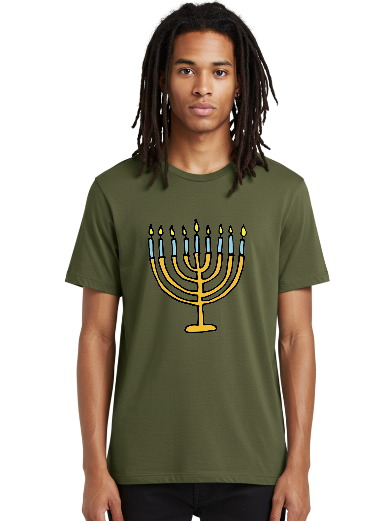 Menorah Men'S Graphic Tee, 100% Cotton, Comfortable Casual Summer Wear, Machine Washable, Menorah Candles, Hanukkah Celebration, Jewish Tradition, Festival Of Lights, Eight Days Of Light, Chanukah, Menorah Illustration, Hanukkah Menorah -  Aaa977 16