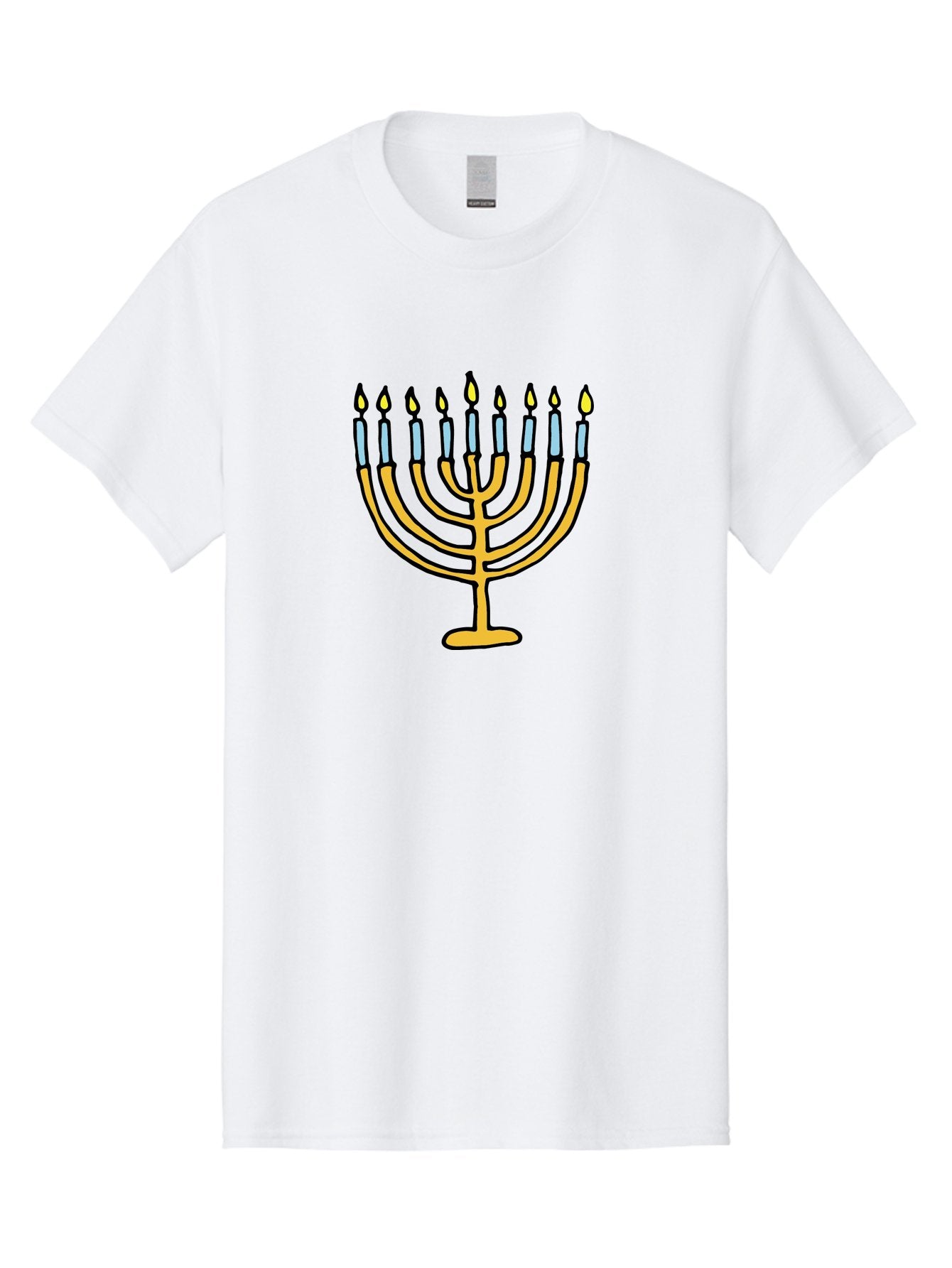 Menorah Men'S Graphic Tee, 100% Cotton, Comfortable Casual Summer Wear, Machine Washable, Menorah Candles, Hanukkah Celebration, Jewish Tradition, Festival Of Lights, Eight Days Of Light, Chanukah, Menorah Illustration, Hanukkah Menorah -  Aaa977 8
