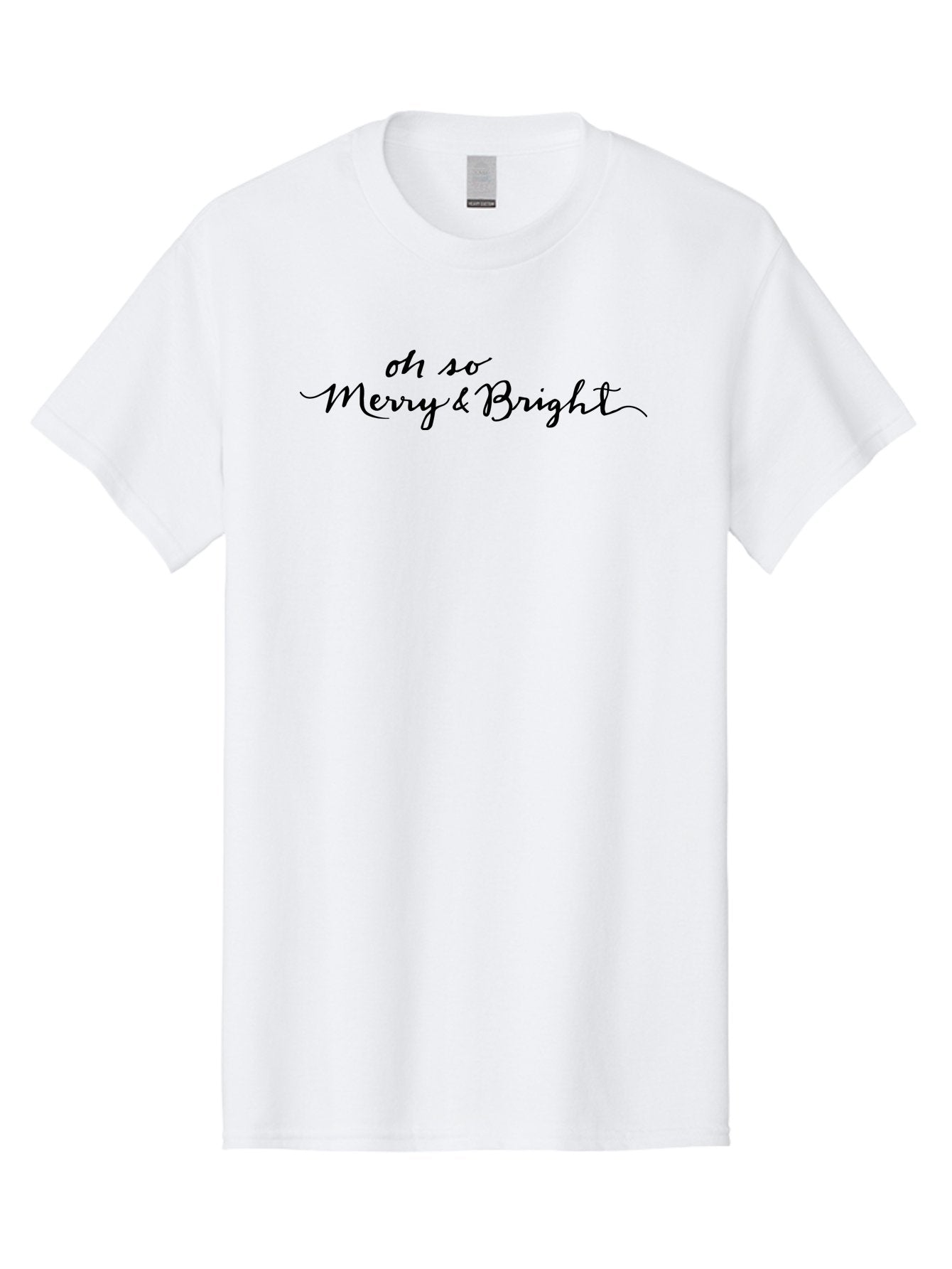 Merry-Bright Men'S Graphic Tee, 100% Cotton, Comfortable Casual Summer Wear, Machine Washable, Oh So Merry & Bright, Festive Greeting, Holiday Cheer, Christmas Phrase, Joyful Sentiment, Celebratory Message, Elegant Script -  Aaa979