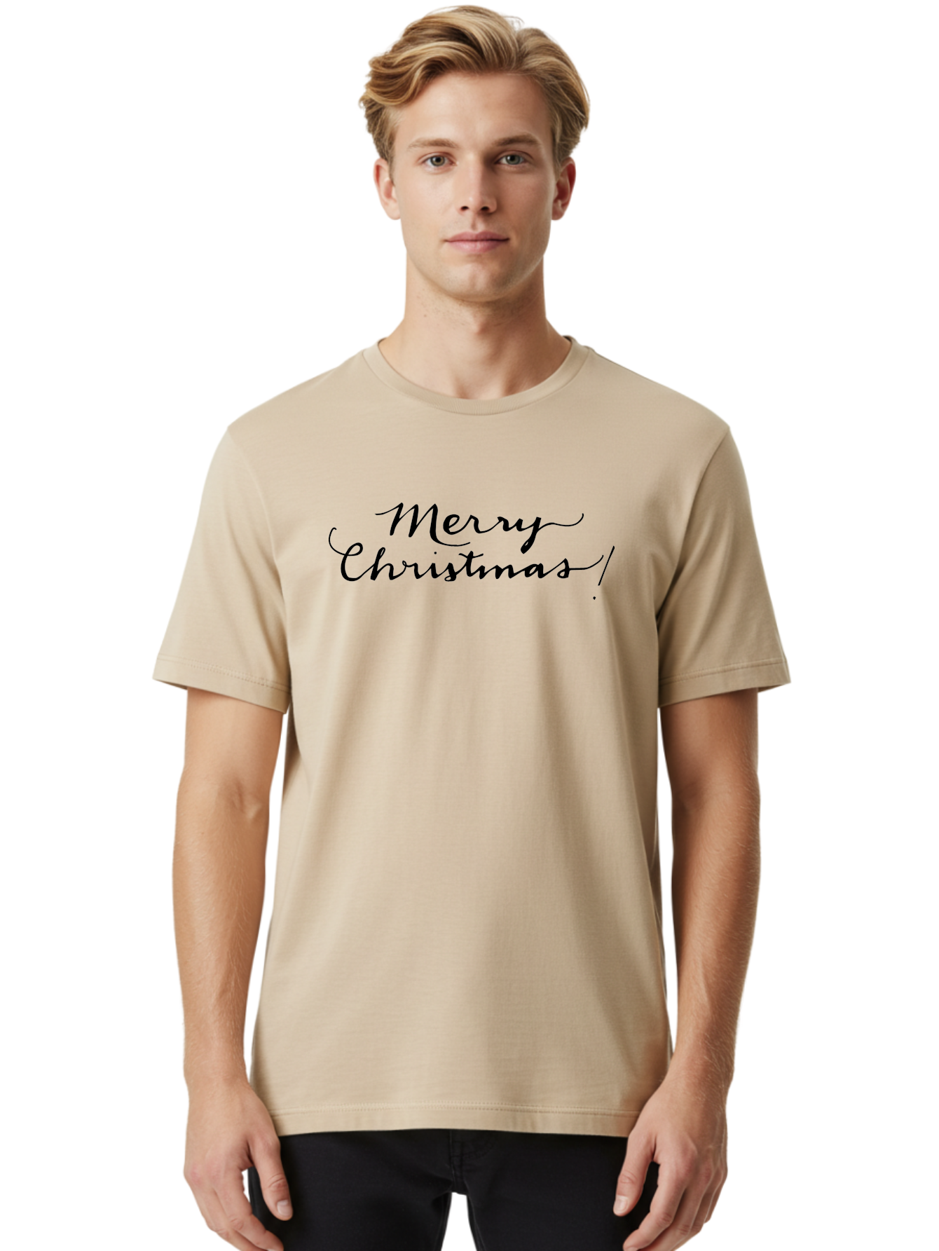 Merry-Christmas-5 Men'S Graphic Tee, 100% Cotton, Comfortable Casual Summer Wear, Machine Washable, Merry Christmas, Holiday Greeting, Festive Wishes, Black Calligraphy, Christmas Message, Winter Holiday, Season'S Greetings -  Aaa984 28