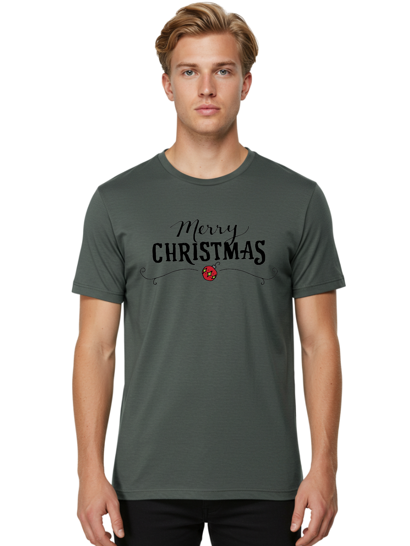 Merry-Christmas-6 Men'S Graphic Tee, 100% Cotton, Comfortable Casual Summer Wear, Machine Washable, Merry Christmas, Festive Greetings, Holiday Wishes, Christmas Decoration, Red Ornament, Celebration, Winter Holiday, Seasonal Message -  Aaa985