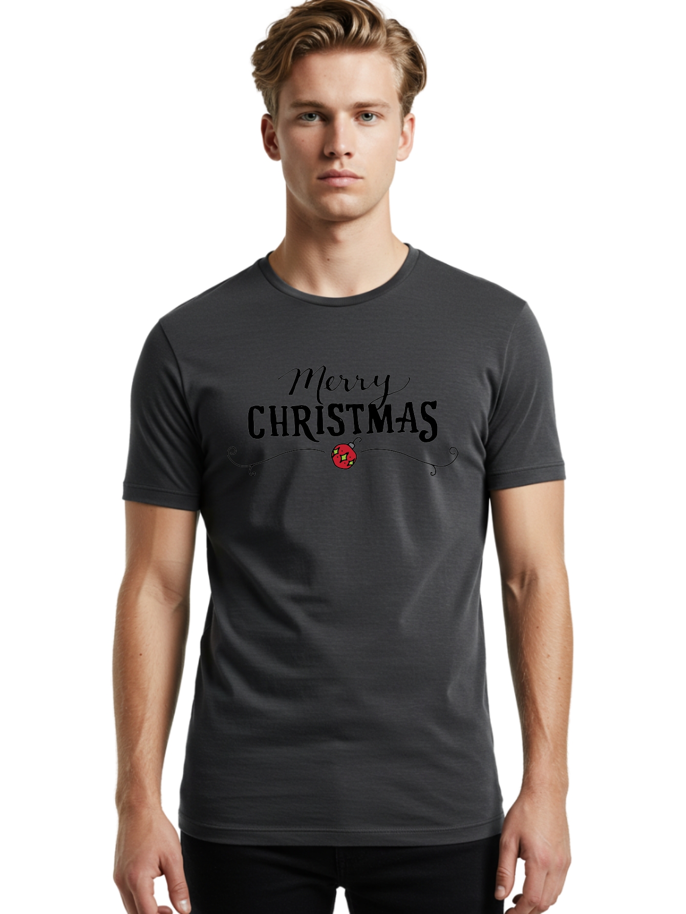 Merry-Christmas-6 Men'S Graphic Tee, 100% Cotton, Comfortable Casual Summer Wear, Machine Washable, Merry Christmas, Festive Greetings, Holiday Wishes, Christmas Decoration, Red Ornament, Celebration, Winter Holiday, Seasonal Message -  Aaa985 12