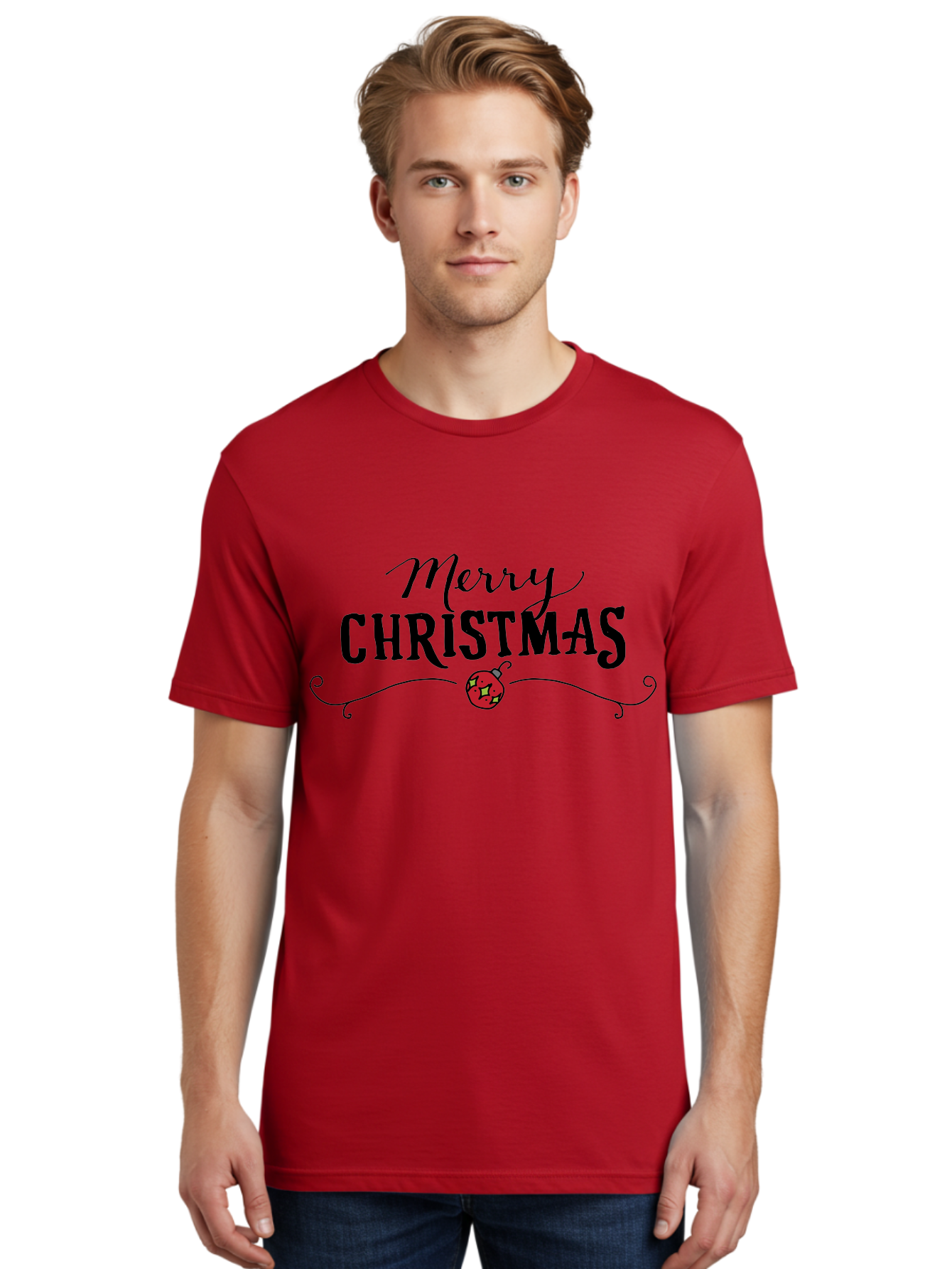 Merry-Christmas-6 Men'S Graphic Tee, 100% Cotton, Comfortable Casual Summer Wear, Machine Washable, Merry Christmas, Festive Greetings, Holiday Wishes, Christmas Decoration, Red Ornament, Celebration, Winter Holiday, Seasonal Message -  Aaa985 20