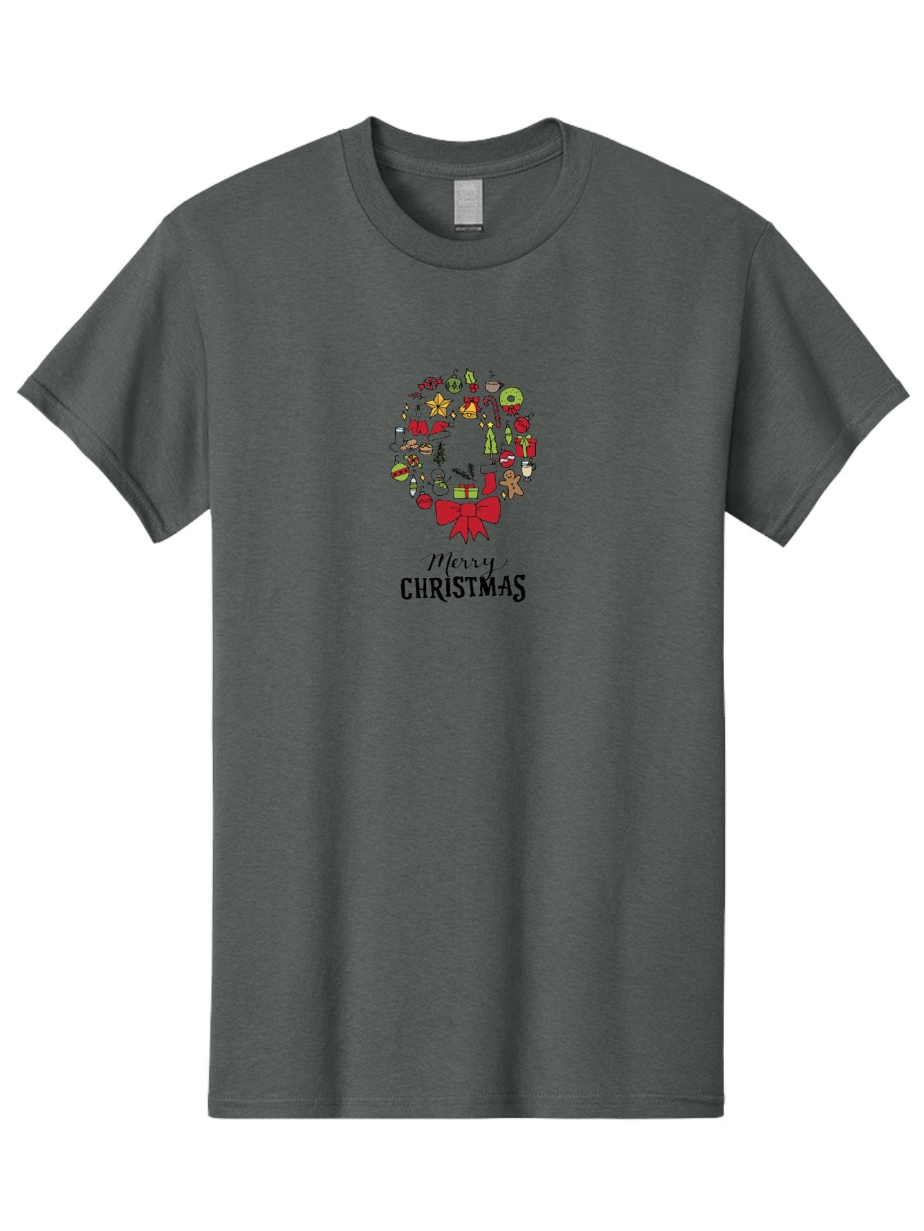 Merry-Christmas-7 Men'S Graphic Tee, 100% Cotton, Comfortable Casual Summer Wear, Machine Washable, Christmas Wreath, Holiday Decorations, Festive Symbols, Red Bow, Christmas Tree, Ornaments, Candy Cane, Gingerbread, Stockings, Gifts, -  Aaa986 4