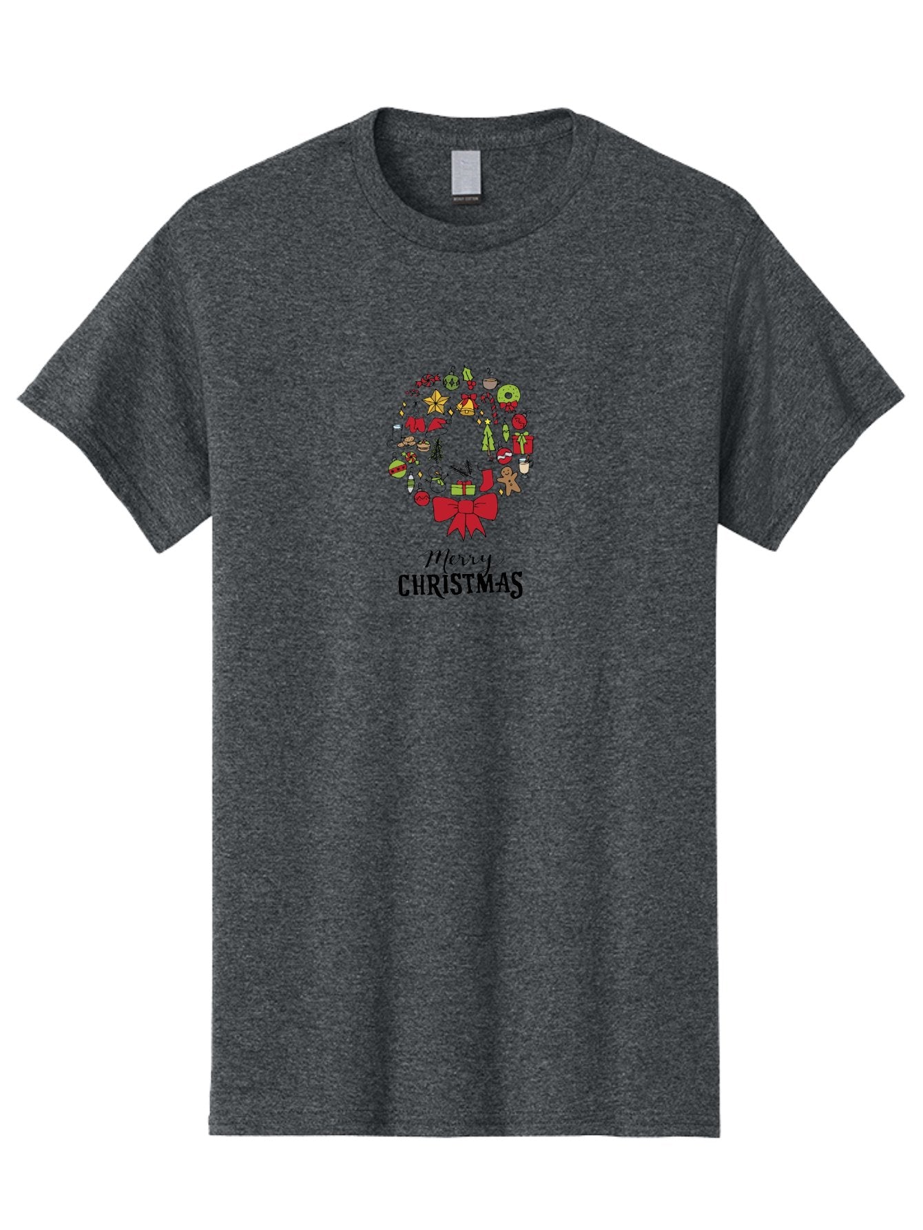 Merry-Christmas-7 Men'S Graphic Tee, 100% Cotton, Comfortable Casual Summer Wear, Machine Washable, Christmas Wreath, Holiday Decorations, Festive Symbols, Red Bow, Christmas Tree, Ornaments, Candy Cane, Gingerbread, Stockings, Gifts, -  Aaa986 14