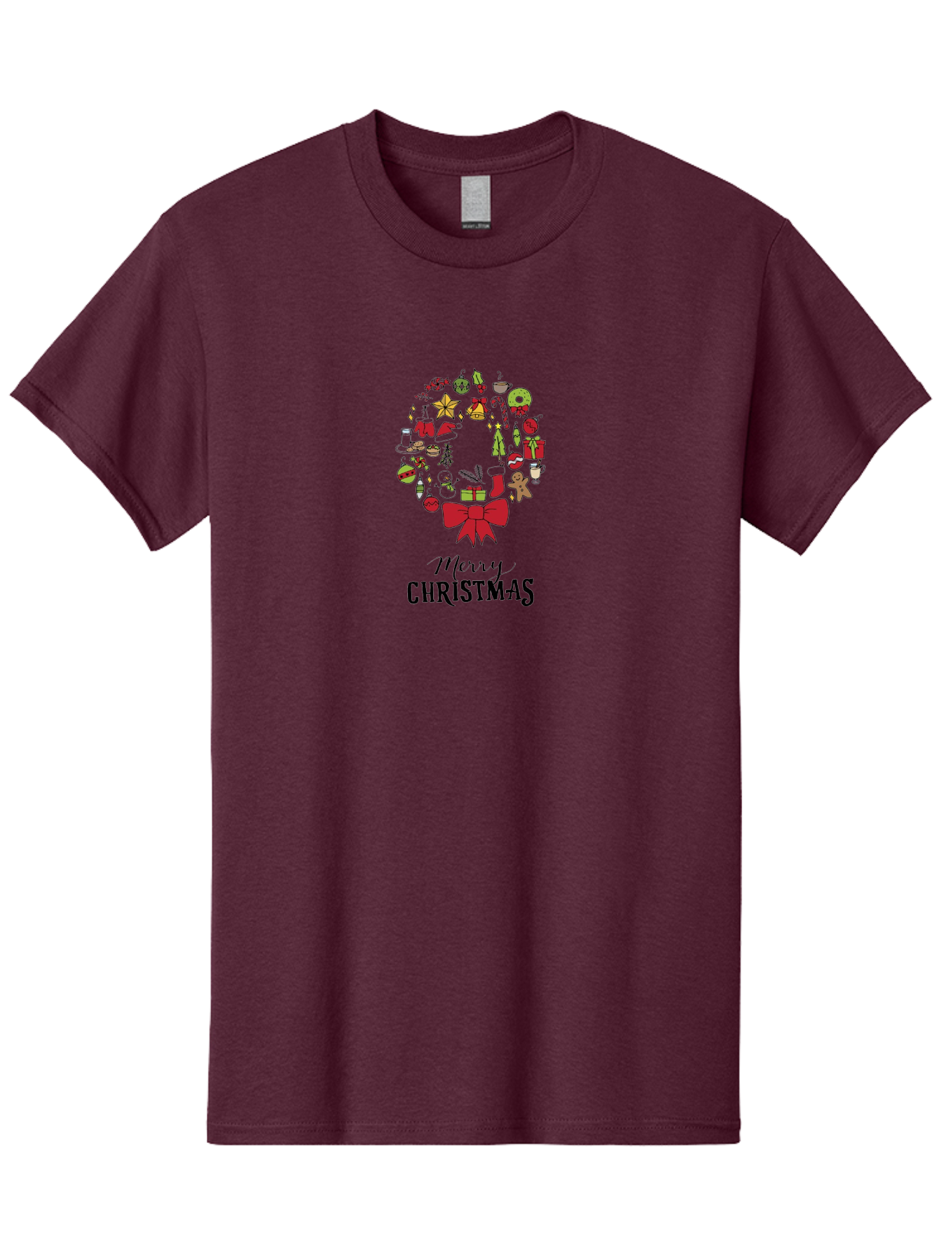 Merry-Christmas-7 Men'S Graphic Tee, 100% Cotton, Comfortable Casual Summer Wear, Machine Washable, Christmas Wreath, Holiday Decorations, Festive Symbols, Red Bow, Christmas Tree, Ornaments, Candy Cane, Gingerbread, Stockings, Gifts, -  Aaa986 21