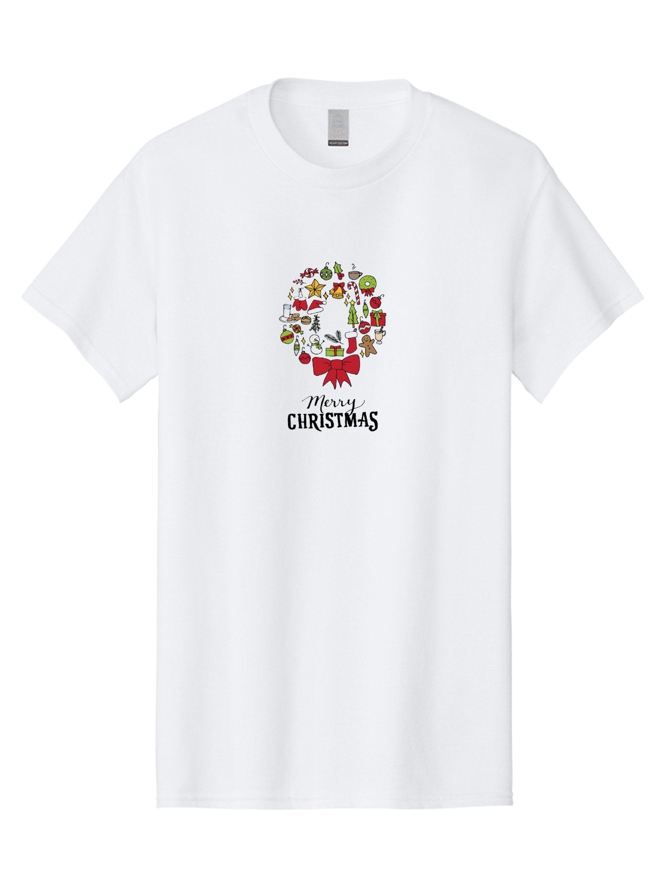 Merry-Christmas-7 Men'S Graphic Tee, 100% Cotton, Comfortable Casual Summer Wear, Machine Washable, Christmas Wreath, Holiday Decorations, Festive Symbols, Red Bow, Christmas Tree, Ornaments, Candy Cane, Gingerbread, Stockings, Gifts, -  Aaa986