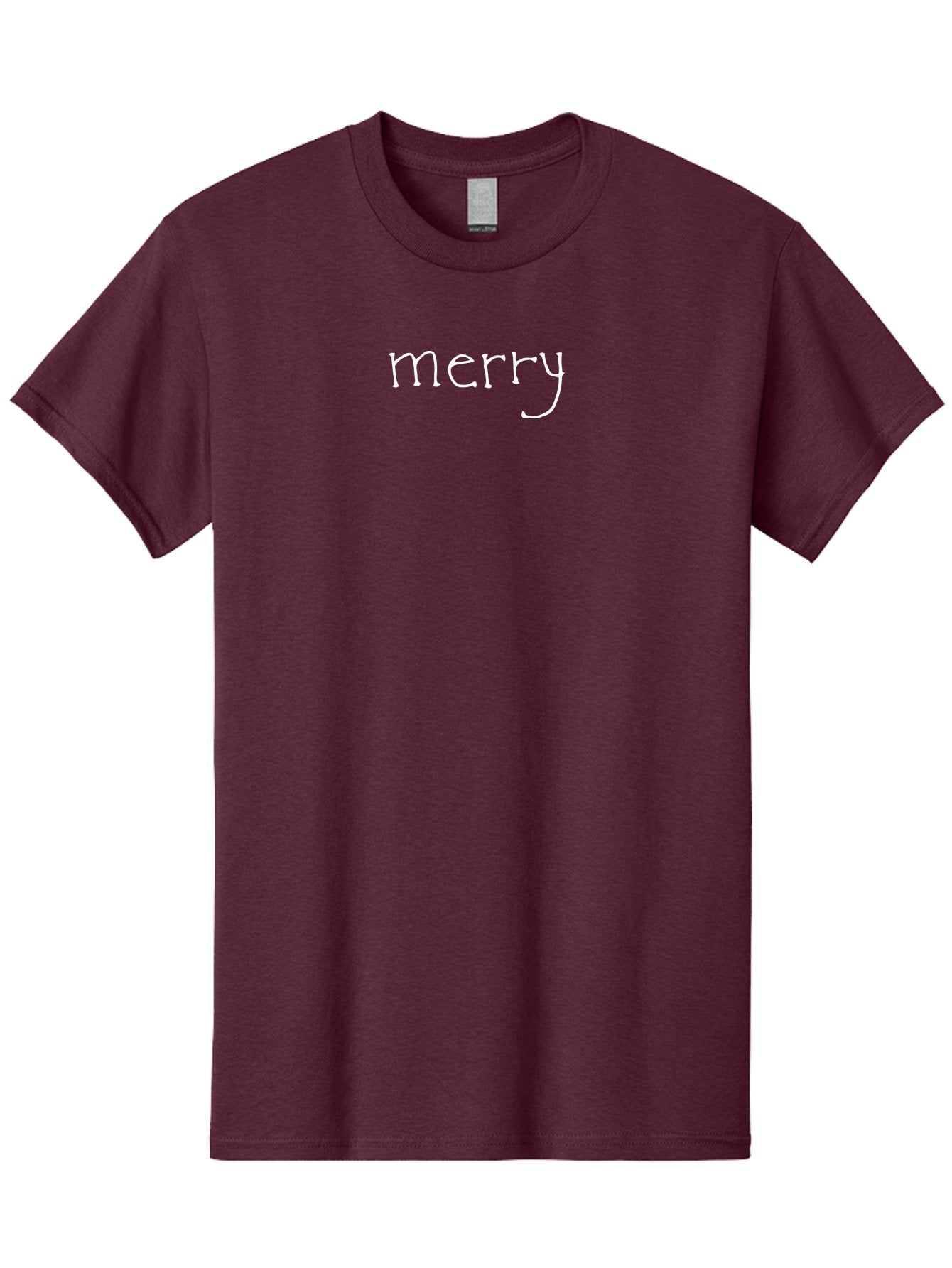 Merry Men'S Graphic Tee, 100% Cotton, Comfortable Casual Summer Wear, Machine Washable, Holiday Greeting, Festive Words, Merry Christmas, White Text, Handwritten Font, Celebration, Cheer -  Aaa991
