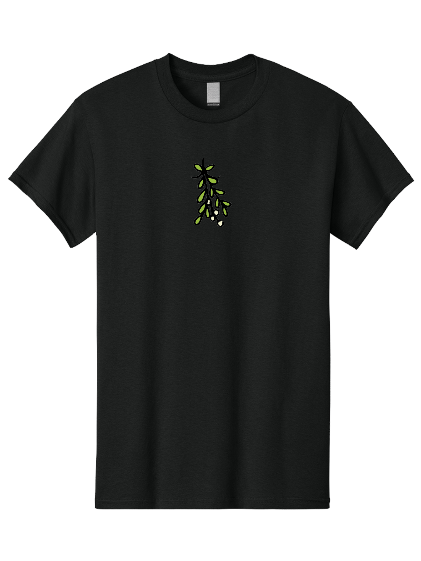 Mistletoe-2 Men'S Graphic Tee, 100% Cotton, Comfortable Casual Summer Wear, Machine Washable, Mistletoe Illustration, Cartoon Style, Festive Holiday Decoration, Christmas Tradition, Green Leaves, White Berries, Whimsical Art, -  Aaa995 25