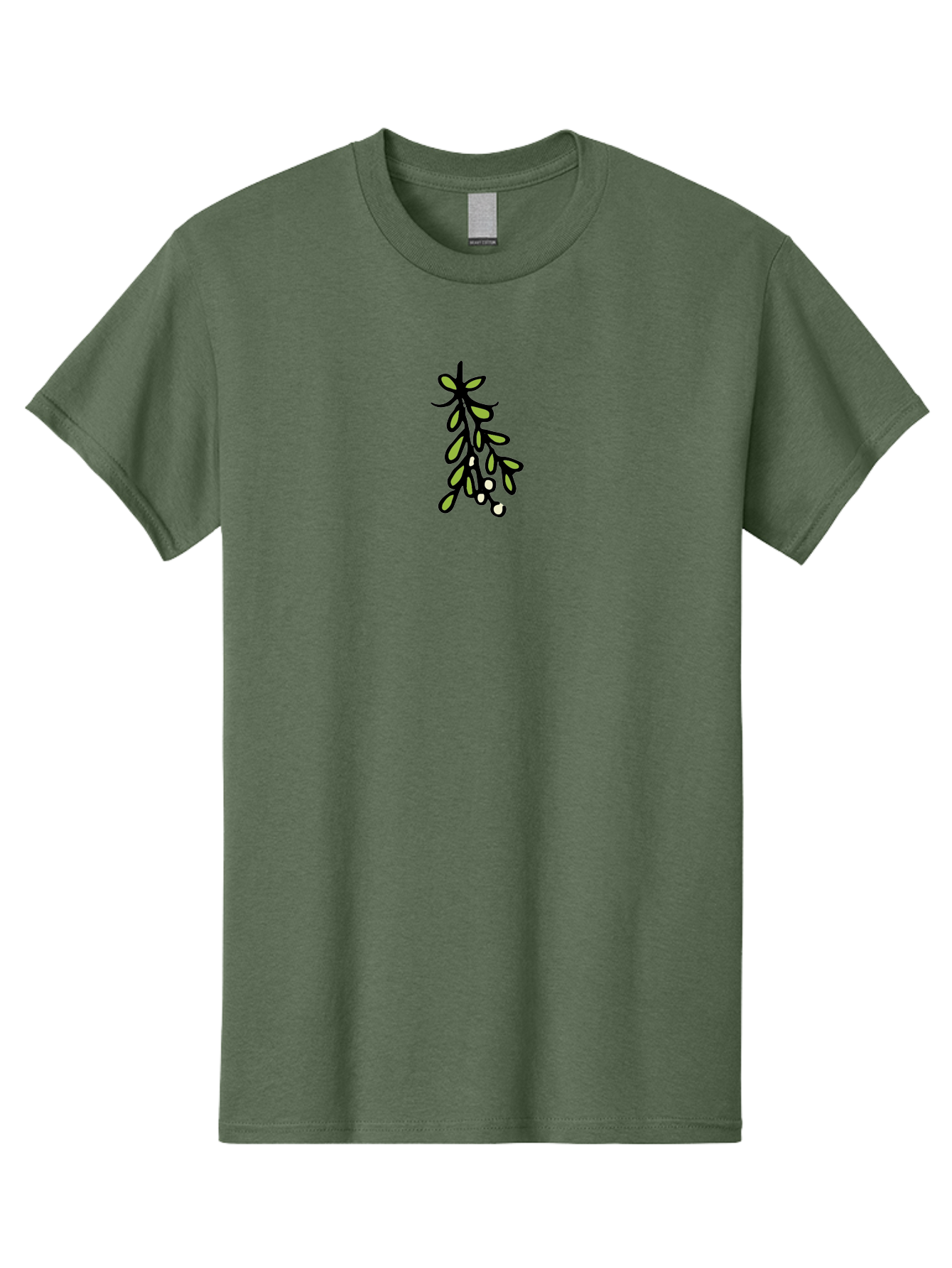 Mistletoe-2 Men'S Graphic Tee, 100% Cotton, Comfortable Casual Summer Wear, Machine Washable, Mistletoe Illustration, Cartoon Style, Festive Holiday Decoration, Christmas Tradition, Green Leaves, White Berries, Whimsical Art, -  Aaa995 7