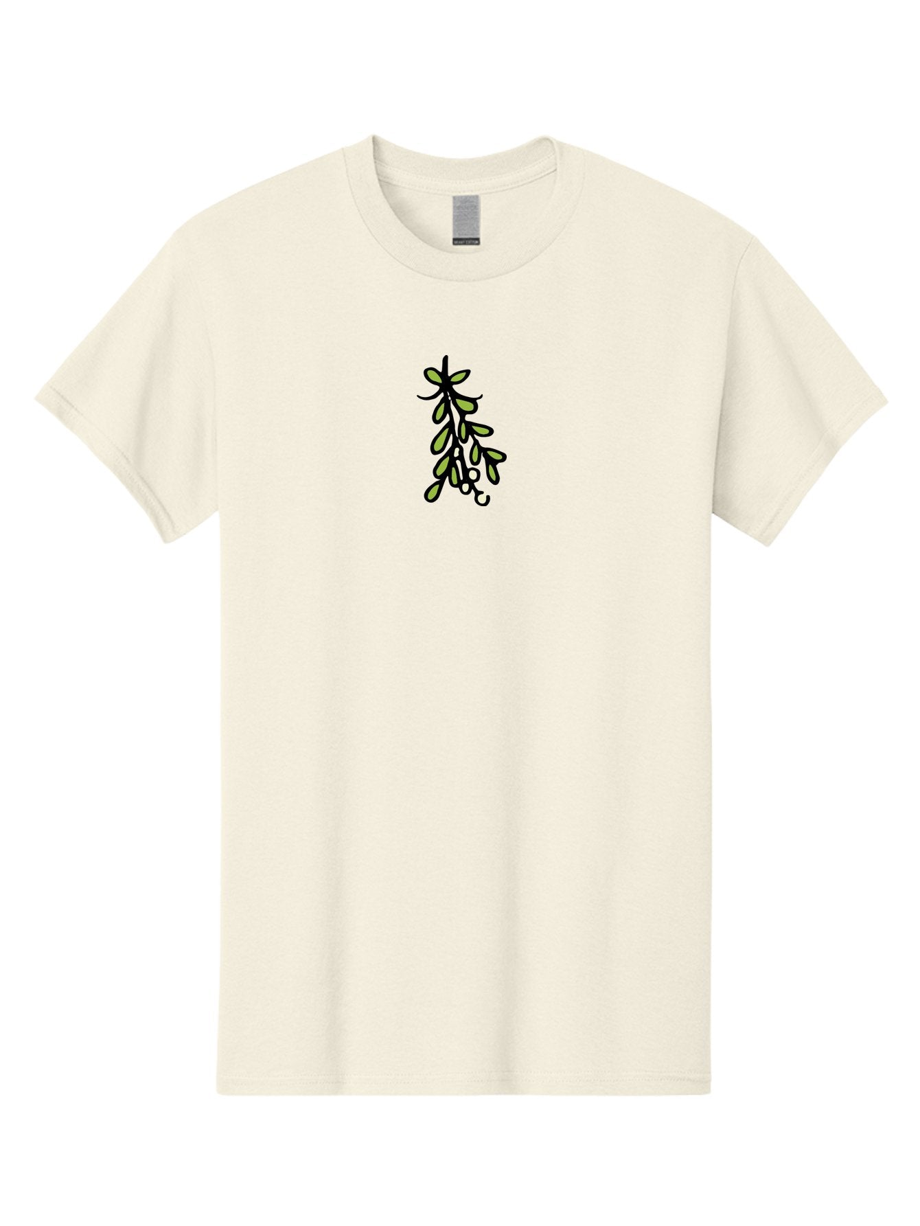 Mistletoe-2 Men'S Graphic Tee, 100% Cotton, Comfortable Casual Summer Wear, Machine Washable, Mistletoe Illustration, Cartoon Style, Festive Holiday Decoration, Christmas Tradition, Green Leaves, White Berries, Whimsical Art, -  Aaa995 9