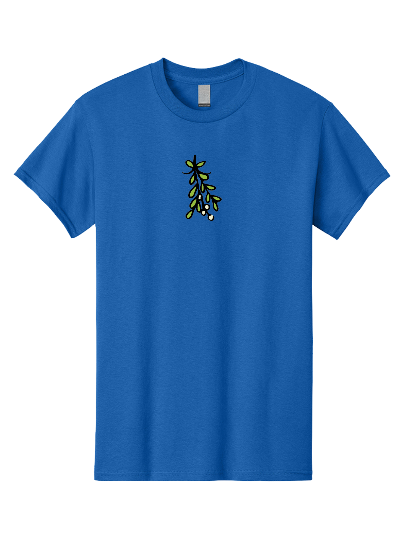 Mistletoe-2 Men'S Graphic Tee, 100% Cotton, Comfortable Casual Summer Wear, Machine Washable, Mistletoe Illustration, Cartoon Style, Festive Holiday Decoration, Christmas Tradition, Green Leaves, White Berries, Whimsical Art, -  Aaa995 13