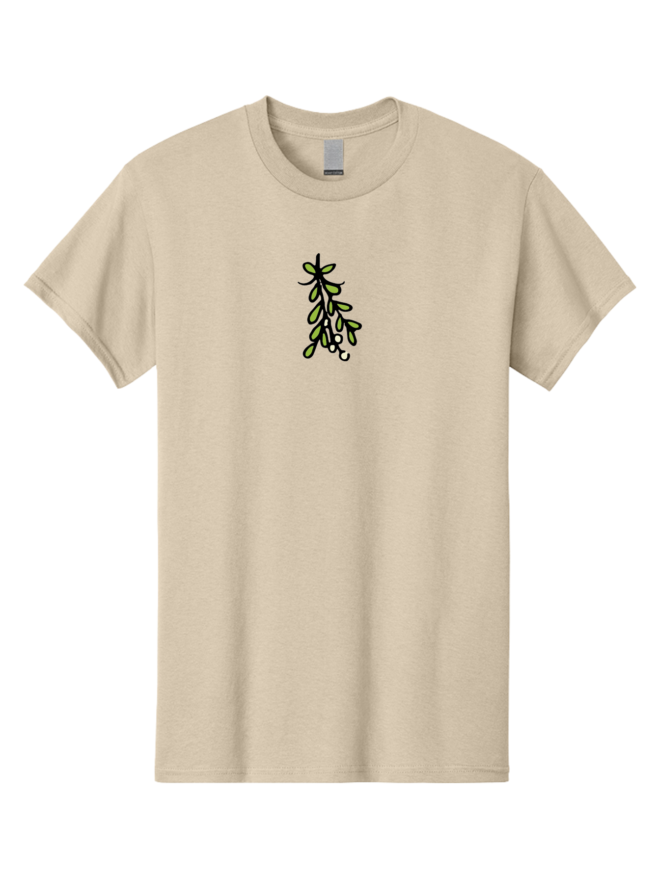 Mistletoe-2 Men'S Graphic Tee, 100% Cotton, Comfortable Casual Summer Wear, Machine Washable, Mistletoe Illustration, Cartoon Style, Festive Holiday Decoration, Christmas Tradition, Green Leaves, White Berries, Whimsical Art, -  Aaa995 11