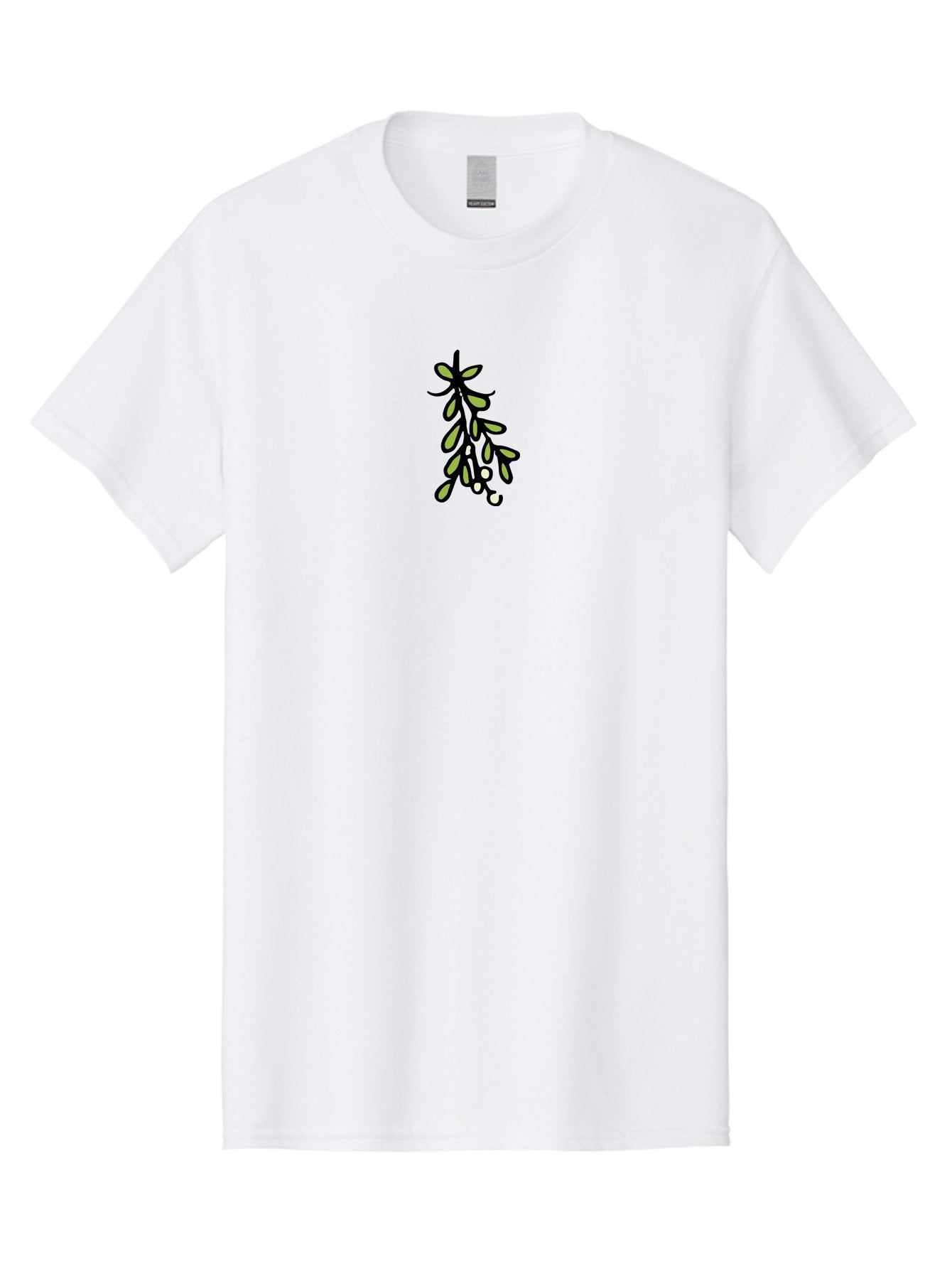 Mistletoe-2 Men'S Graphic Tee, 100% Cotton, Comfortable Casual Summer Wear, Machine Washable, Mistletoe Illustration, Cartoon Style, Festive Holiday Decoration, Christmas Tradition, Green Leaves, White Berries, Whimsical Art, -  Aaa995 8