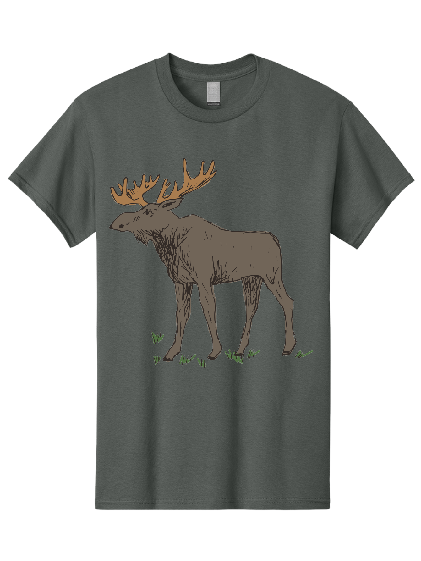 Moose-1 Men'S Graphic Tee, 100% Cotton, Comfortable Casual Summer Wear, Machine Washable, Illustration Of A Moose, Large Antlers, Wildlife, Animal Art, Cartoon Style, Wildlife Illustration, Mammal Drawing, Forest Creature, Nature Graphic -  Aaa997 3