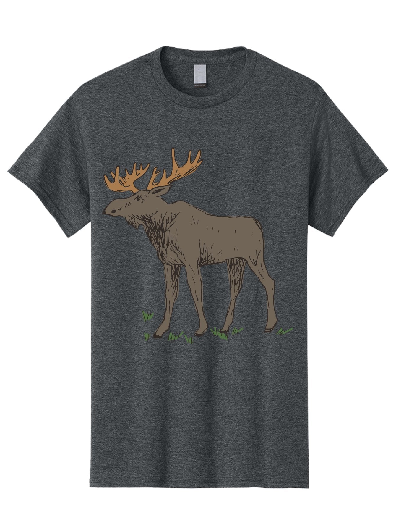 Moose-1 Men'S Graphic Tee, 100% Cotton, Comfortable Casual Summer Wear, Machine Washable, Illustration Of A Moose, Large Antlers, Wildlife, Animal Art, Cartoon Style, Wildlife Illustration, Mammal Drawing, Forest Creature, Nature Graphic -  Aaa997 4