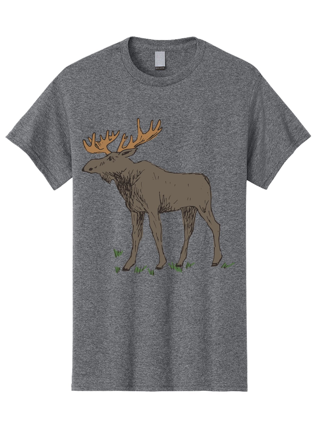 Moose-1 Men'S Graphic Tee, 100% Cotton, Comfortable Casual Summer Wear, Machine Washable, Illustration Of A Moose, Large Antlers, Wildlife, Animal Art, Cartoon Style, Wildlife Illustration, Mammal Drawing, Forest Creature, Nature Graphic -  Aaa997 12