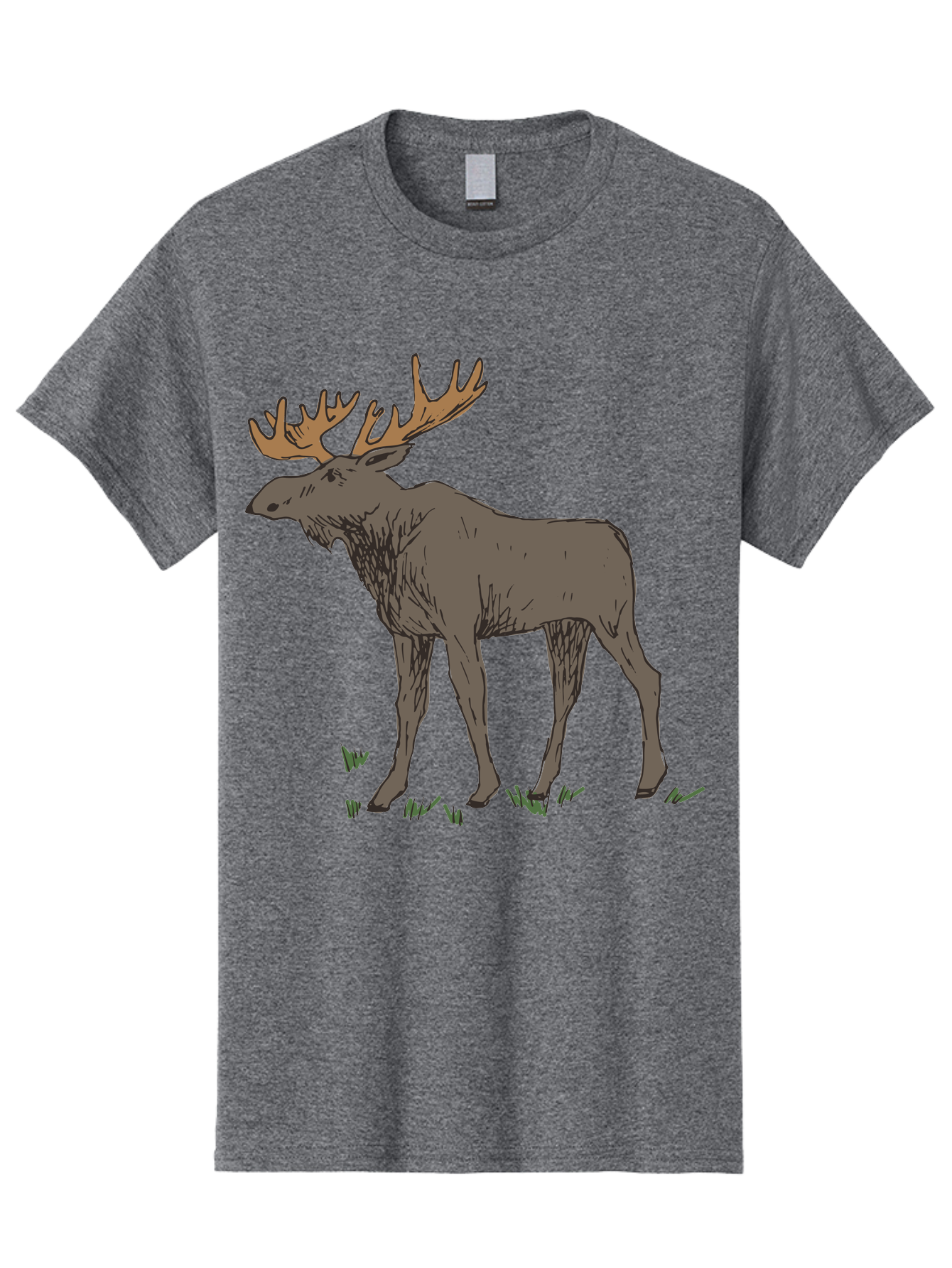 Moose-1 Men'S Graphic Tee, 100% Cotton, Comfortable Casual Summer Wear, Machine Washable, Illustration Of A Moose, Large Antlers, Wildlife, Animal Art, Cartoon Style, Wildlife Illustration, Mammal Drawing, Forest Creature, Nature Graphic -  Aaa997 9