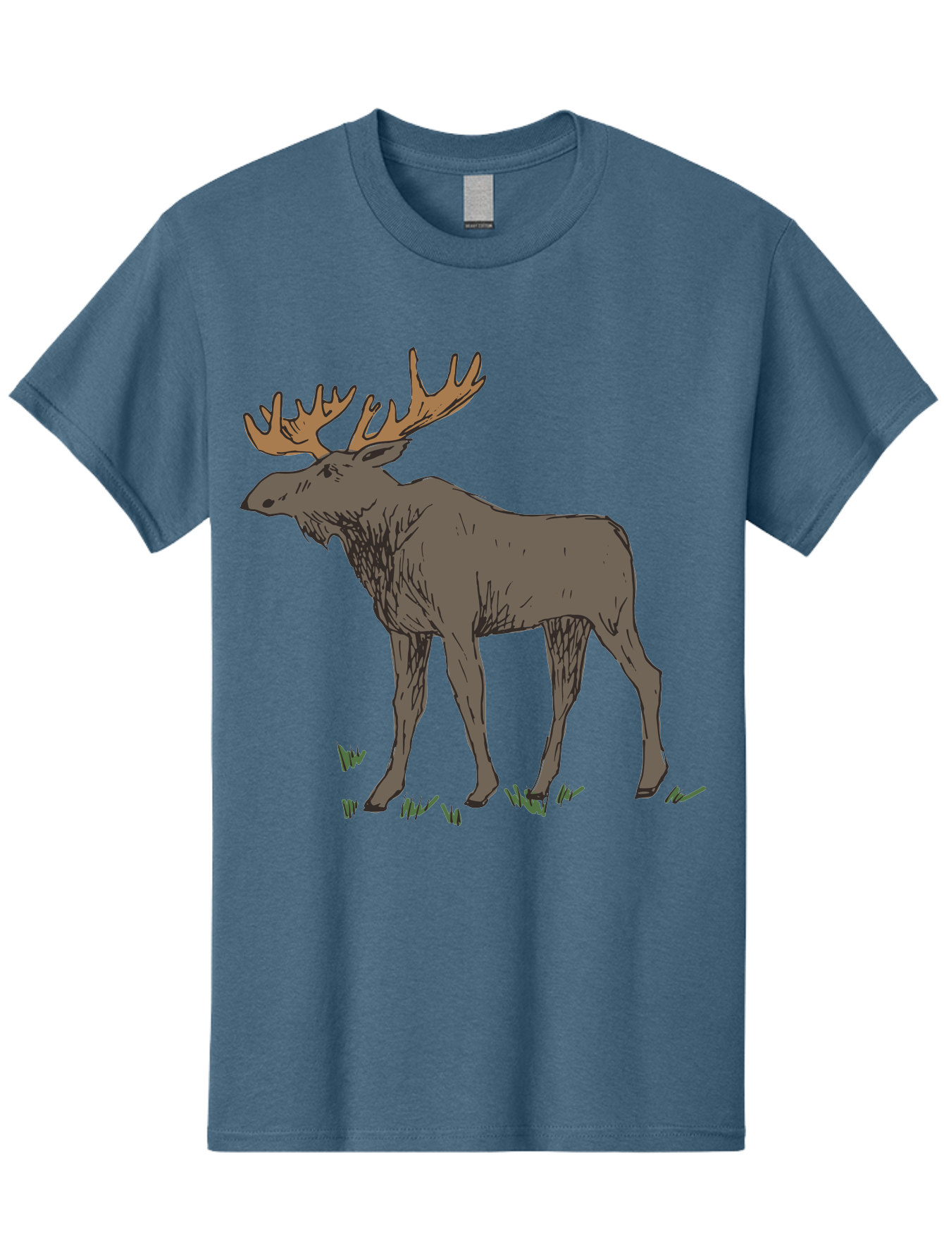 Moose-1 Men'S Graphic Tee, 100% Cotton, Comfortable Casual Summer Wear, Machine Washable, Illustration Of A Moose, Large Antlers, Wildlife, Animal Art, Cartoon Style, Wildlife Illustration, Mammal Drawing, Forest Creature, Nature Graphic -  Aaa997 11